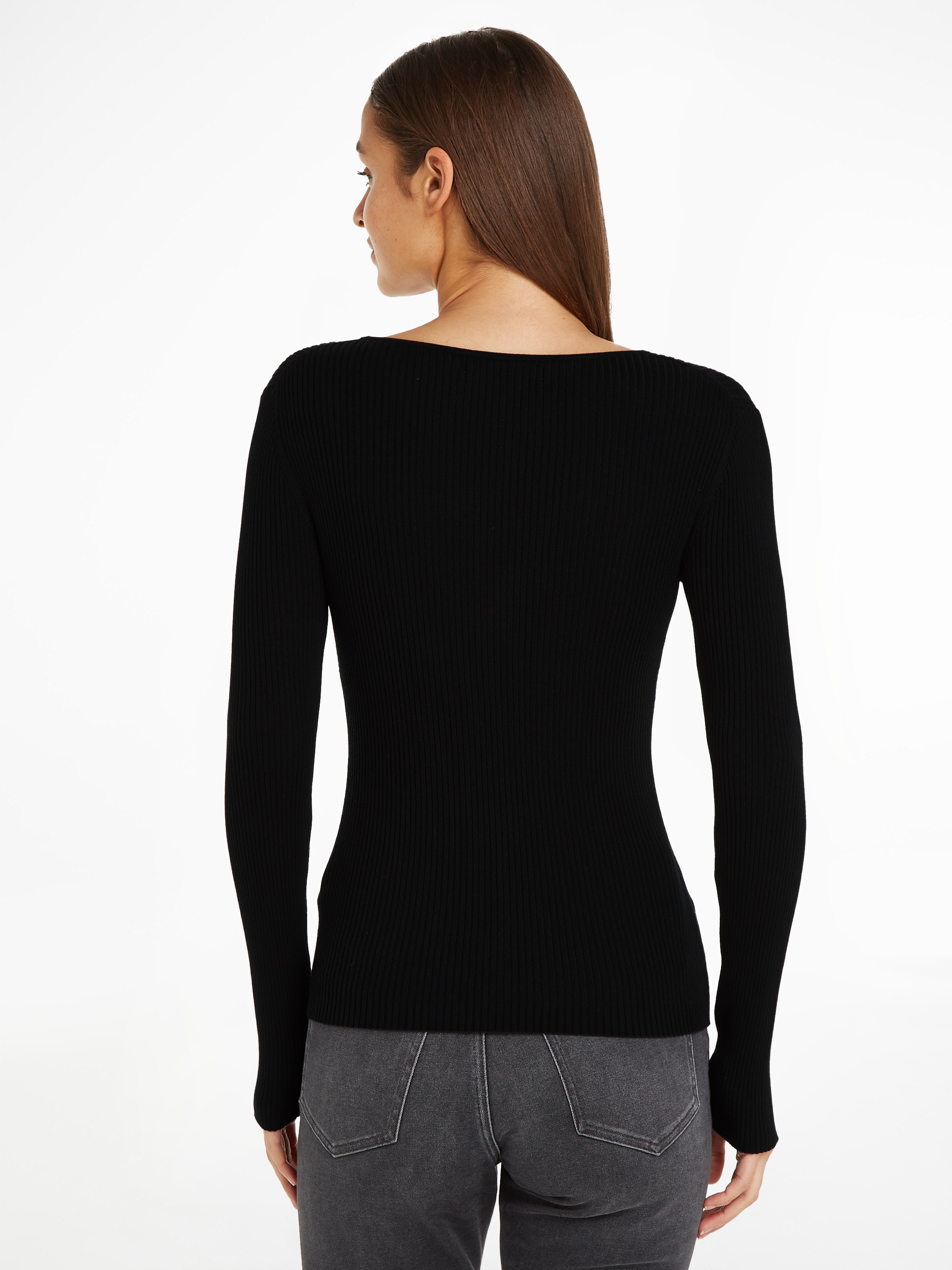 Calvin Klein Jeans Rundhalspullover »WOVEN LABEL TIGHT SWEATER«, mit Logopatch