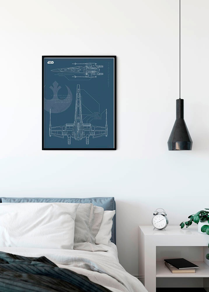 Komar Poster »Star Wars Blueprint X-Wing«, Star Wars, (1 St.), Kinderzimmer, Schlafzimmer, Wohnzimmer