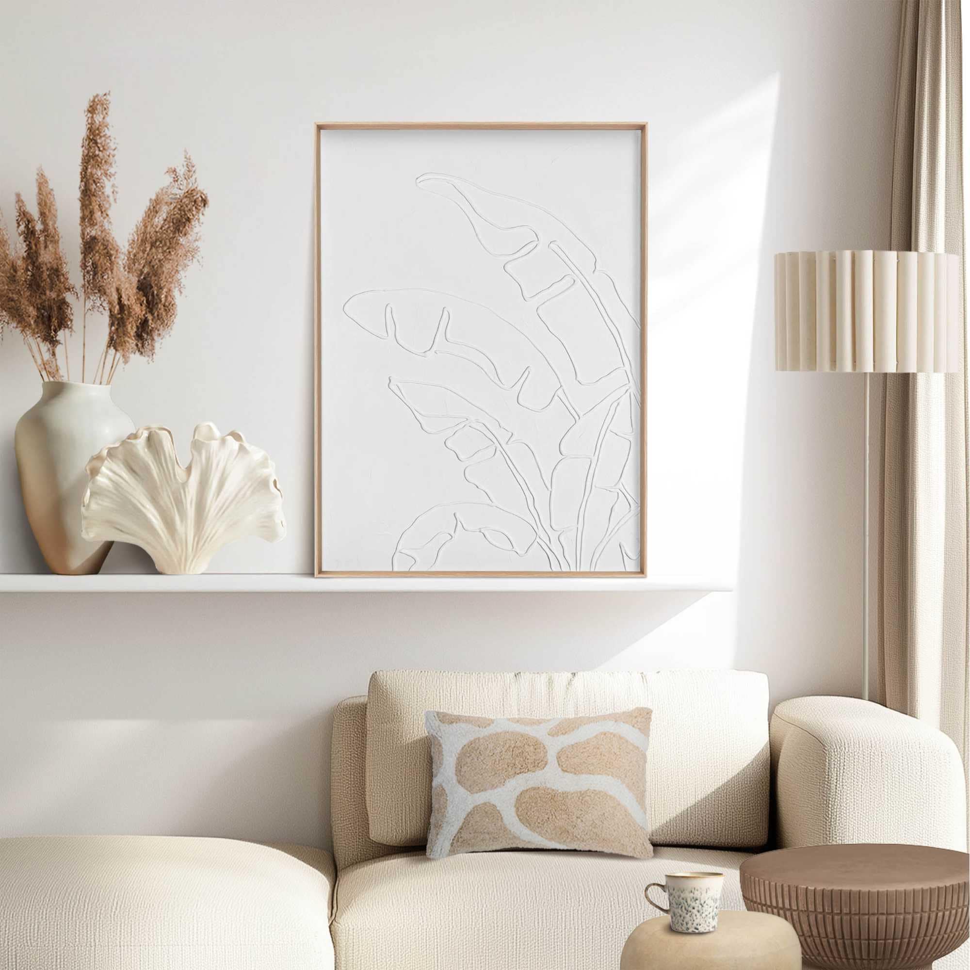 Reinders! Wandbild »Palmblätterrelief« Wohnzimmer - Weiss - MDF - Blumen und Pflanzen - 50x70 cm