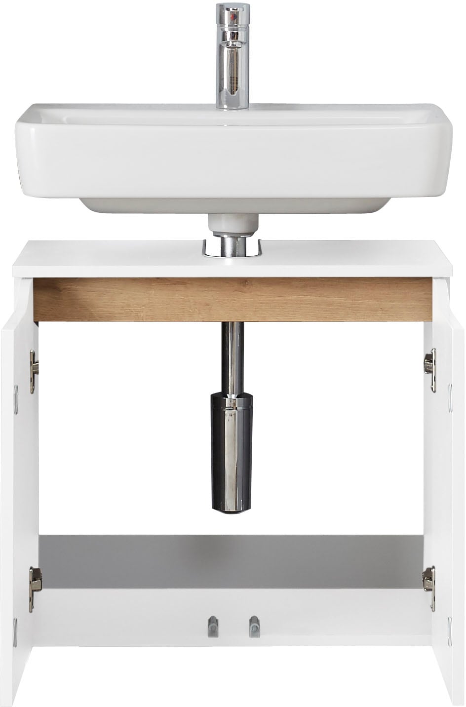 Saphir Armoire sous lavabo »Quickset Unterbeckenschrank, 60 cm breit, 2 Türen« meuble sous-lavabo avec découpe siphon, sans lavabo, sans poignées