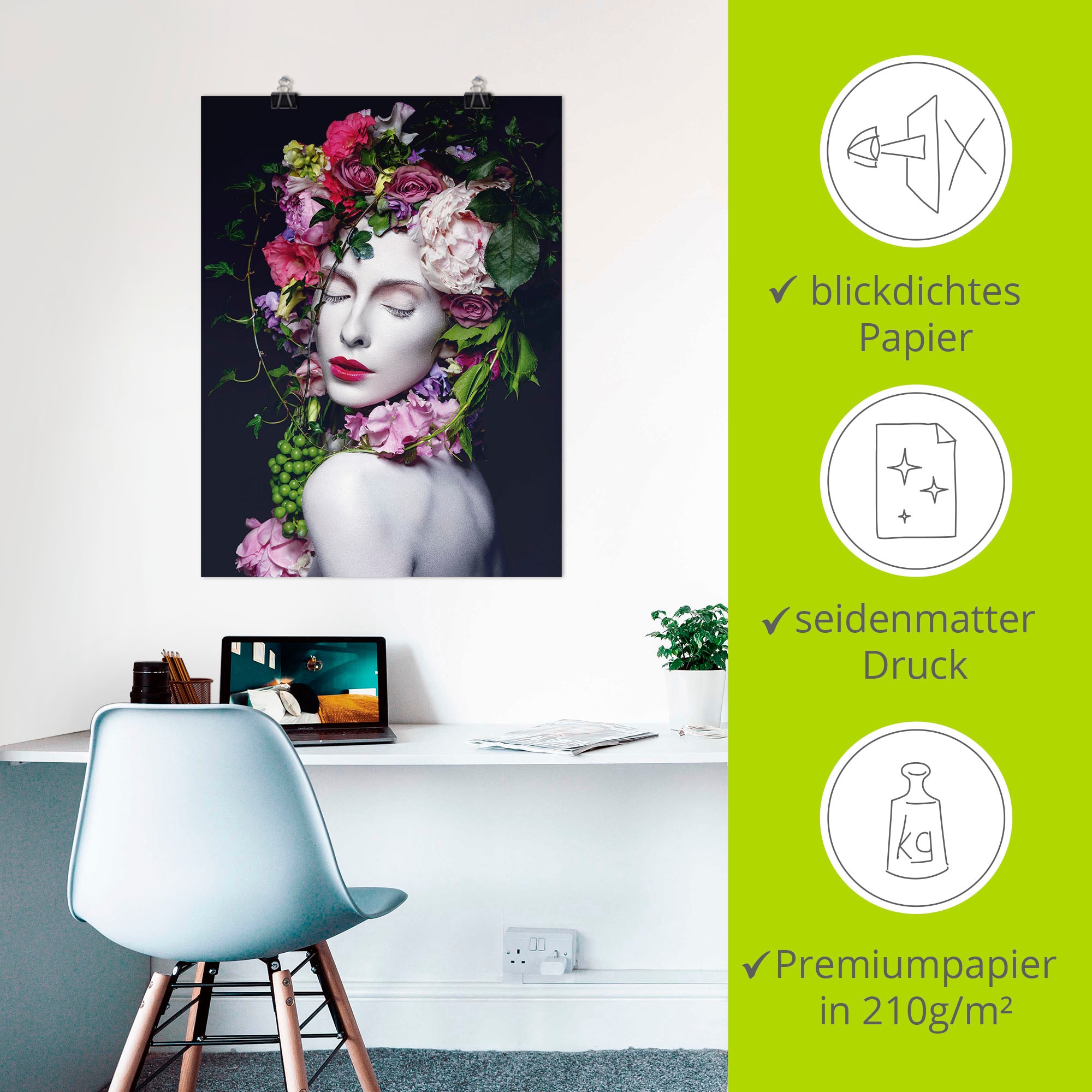 Artland Wandbild »Schöne Blumenkönigin« Bilder von Frauen 1 Stk. tlg. als Alubild, Leinwandbild, Poster in verschied. Grössen