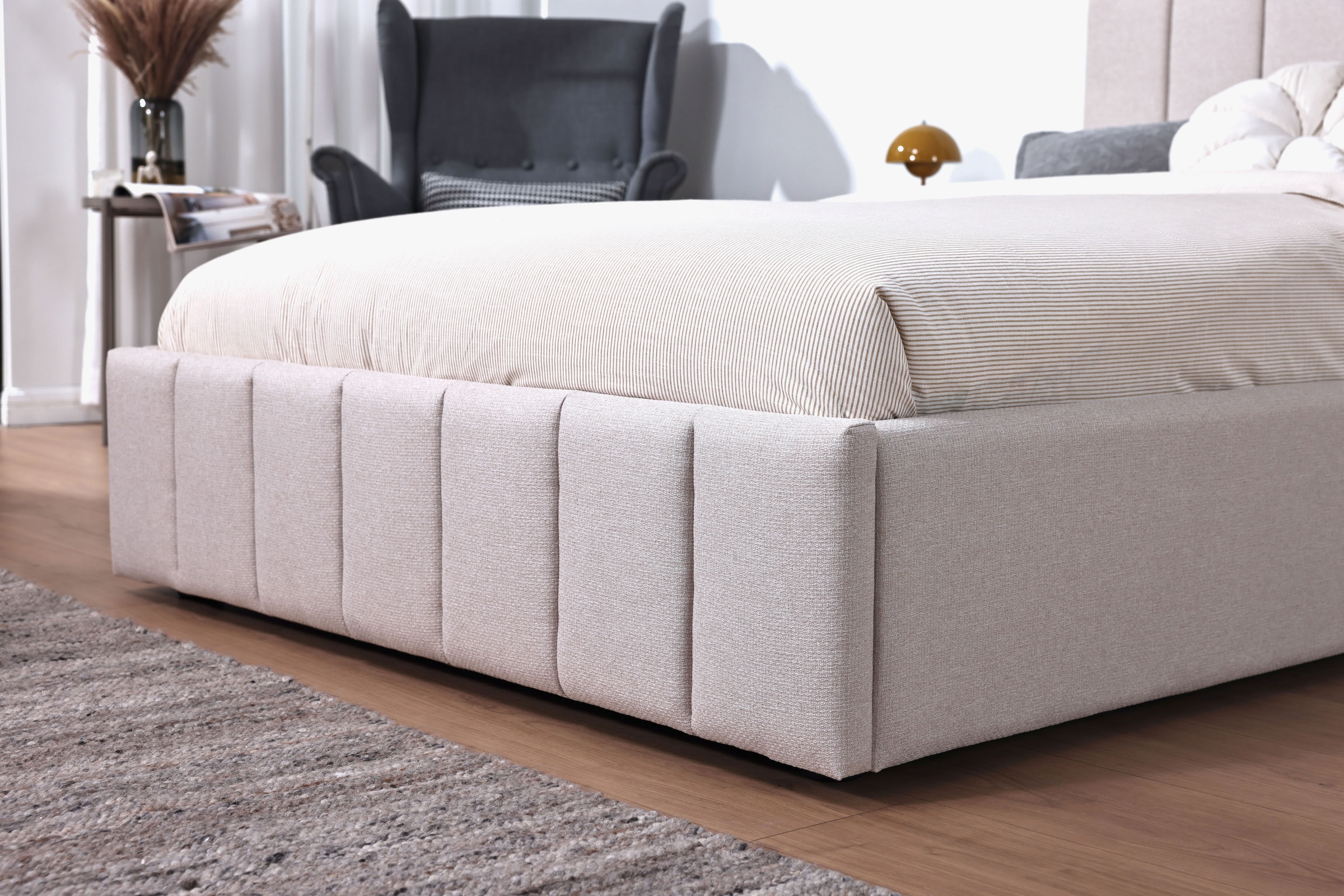 Home affaire Lit rembourré »MANTEIGAS, Familienbett mit hochwertigem Strukturstoff« surface de couchage 120x200 et 240x200 cm, sans sommier à lattes ni matelas