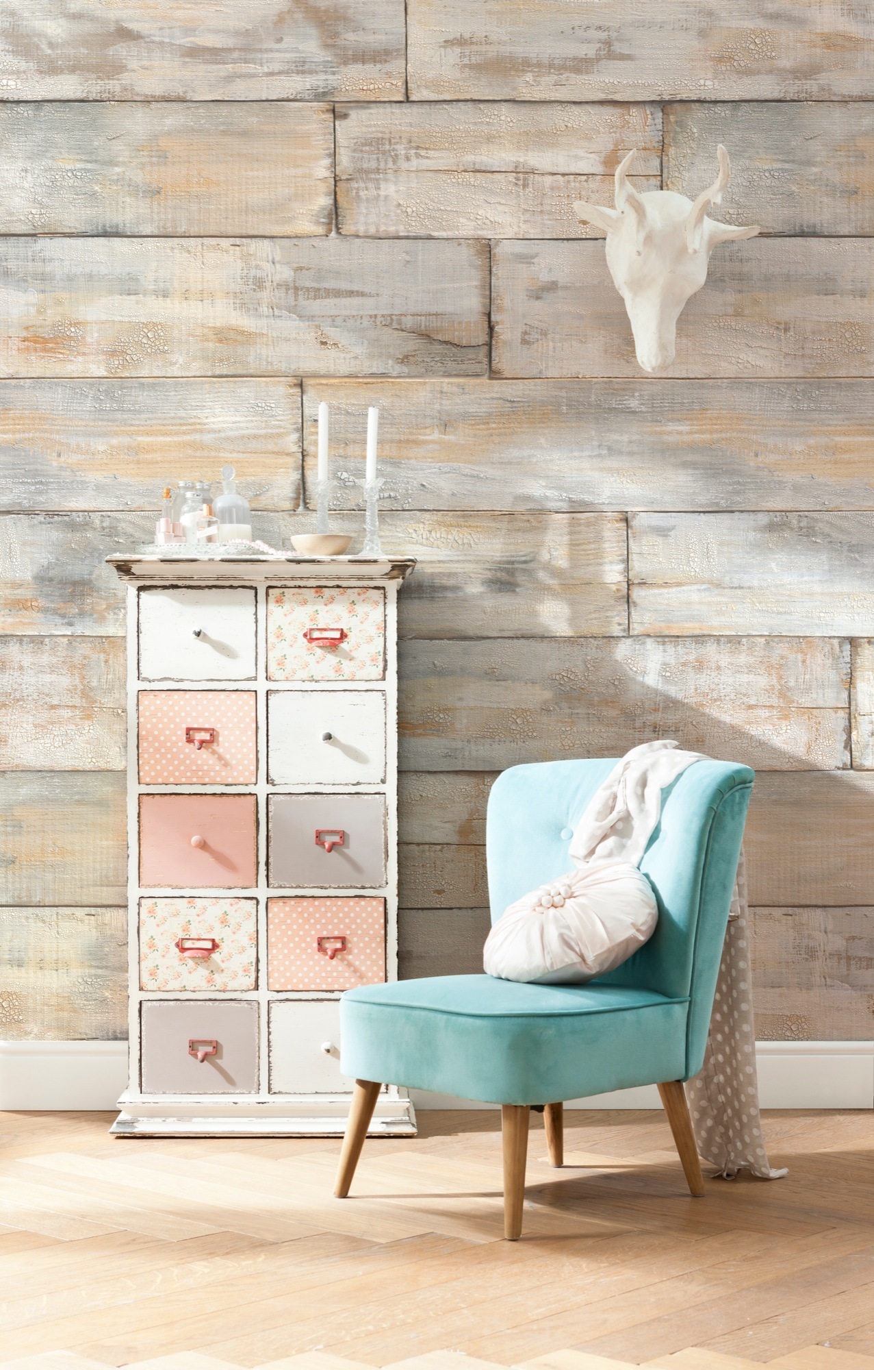 Image of Komar Fototapete "Vlies Fototapete - Shabby Chic - Grösse 368 x 248 cm" Motiv bedruckt glatt