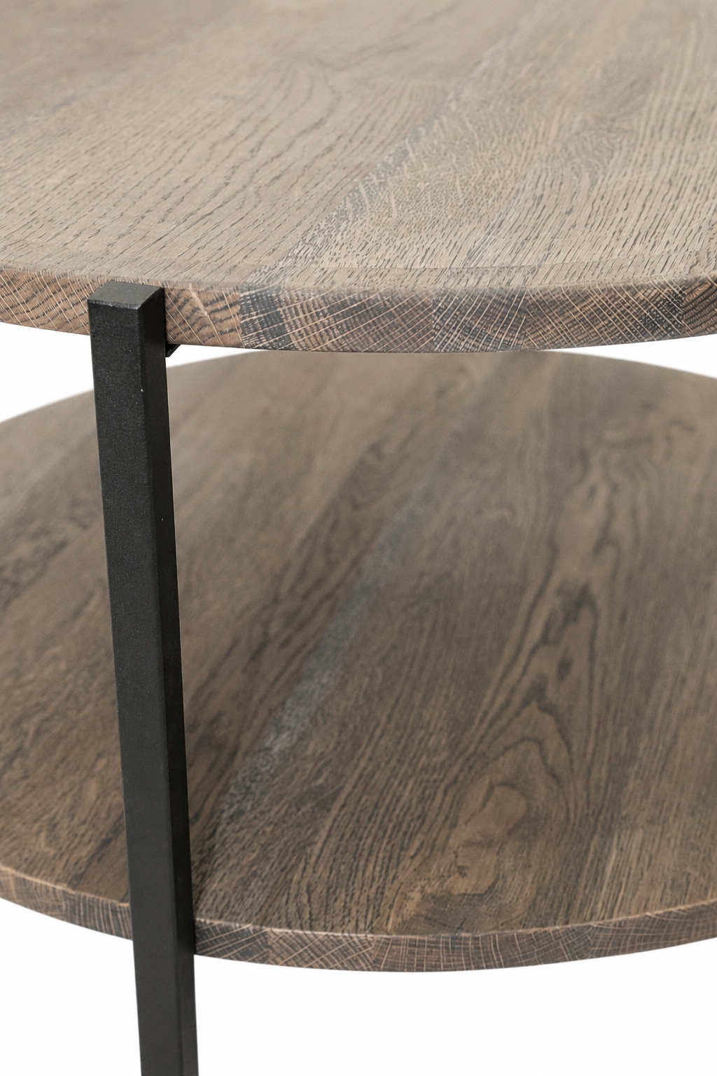 GOODproduct Couchtisch »Odense, Wohnzimmertisch, Sofatisch, Beistelltisch, Kaffeetisch« Wildeiche geölt Natur/Smoke, rund (Ø 70 cm), Metallgestell