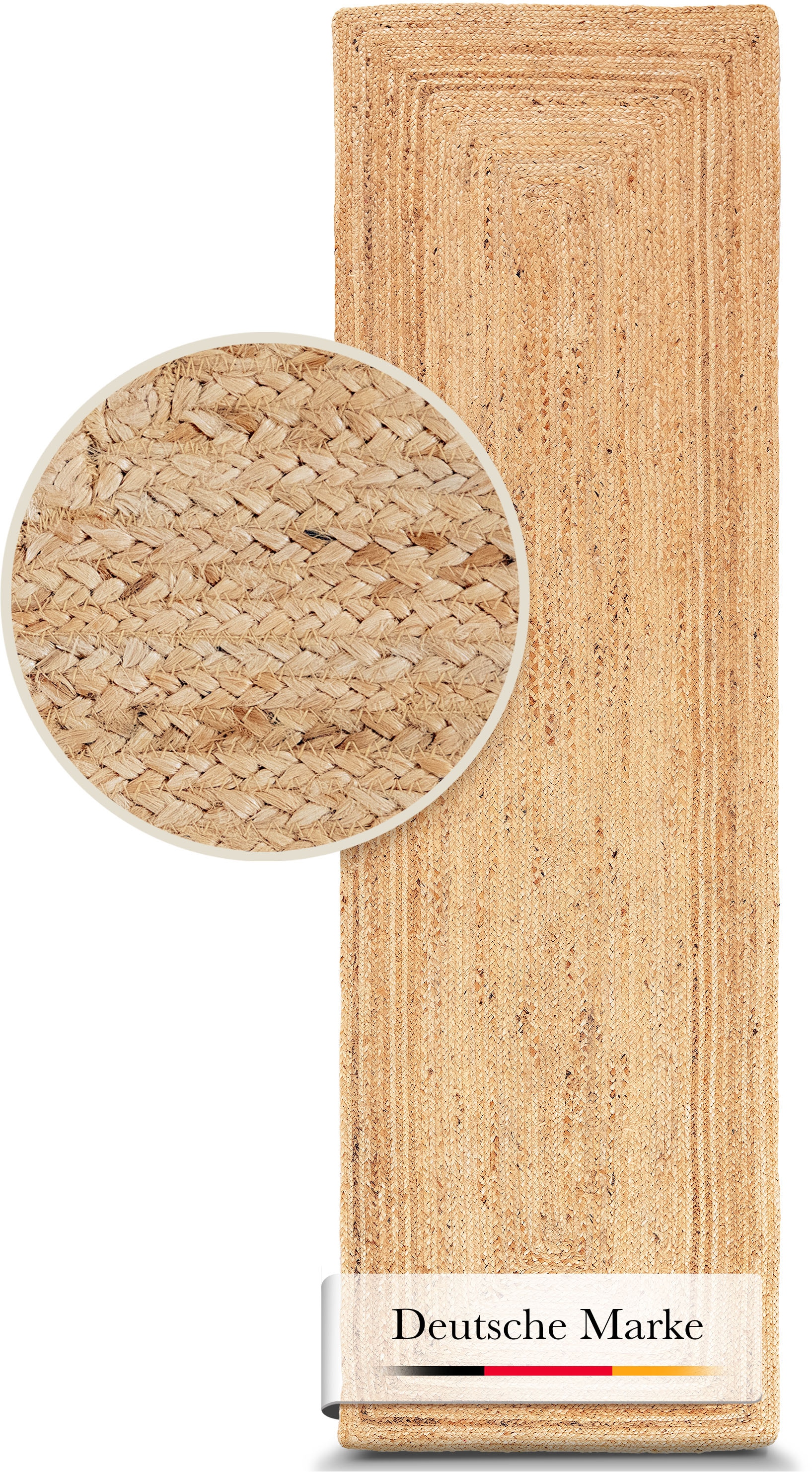 carpetfine Teppich »Nele Juteteppich Naturfaser«, rechteckig, 6 mm Höhe, geflochtener Wendeteppich aus 100% Jute, quadratisch und als Läufer
