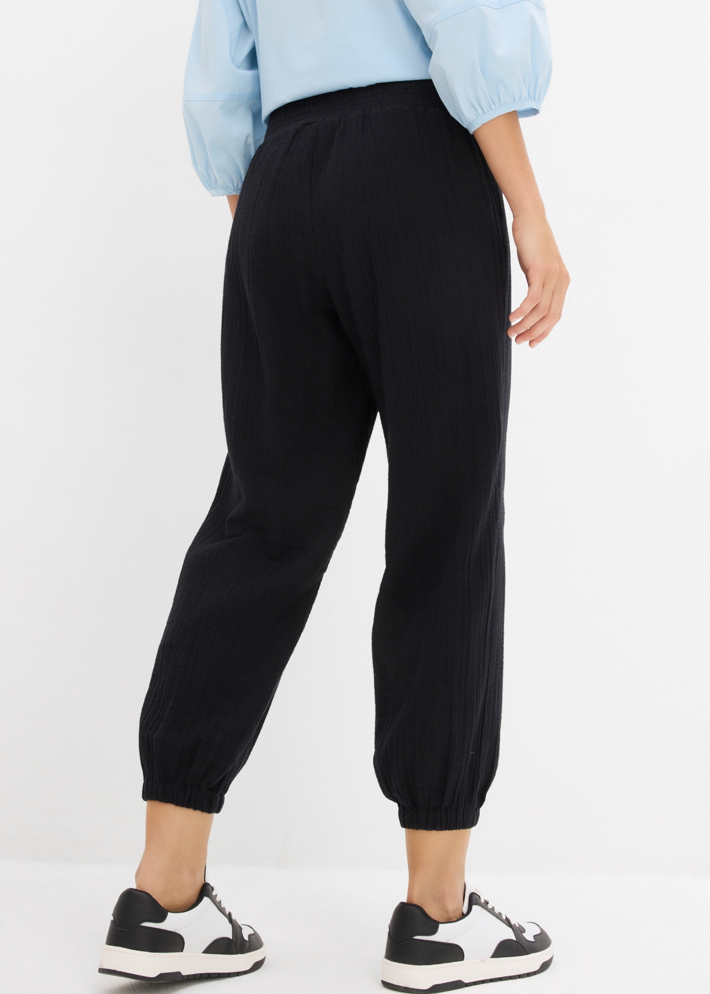 bonprix Pantalon de harem »Musselin Hose mit Smockbund«  aus Musselin, aus Baumwolle, lockere Passform, mit Smockbund