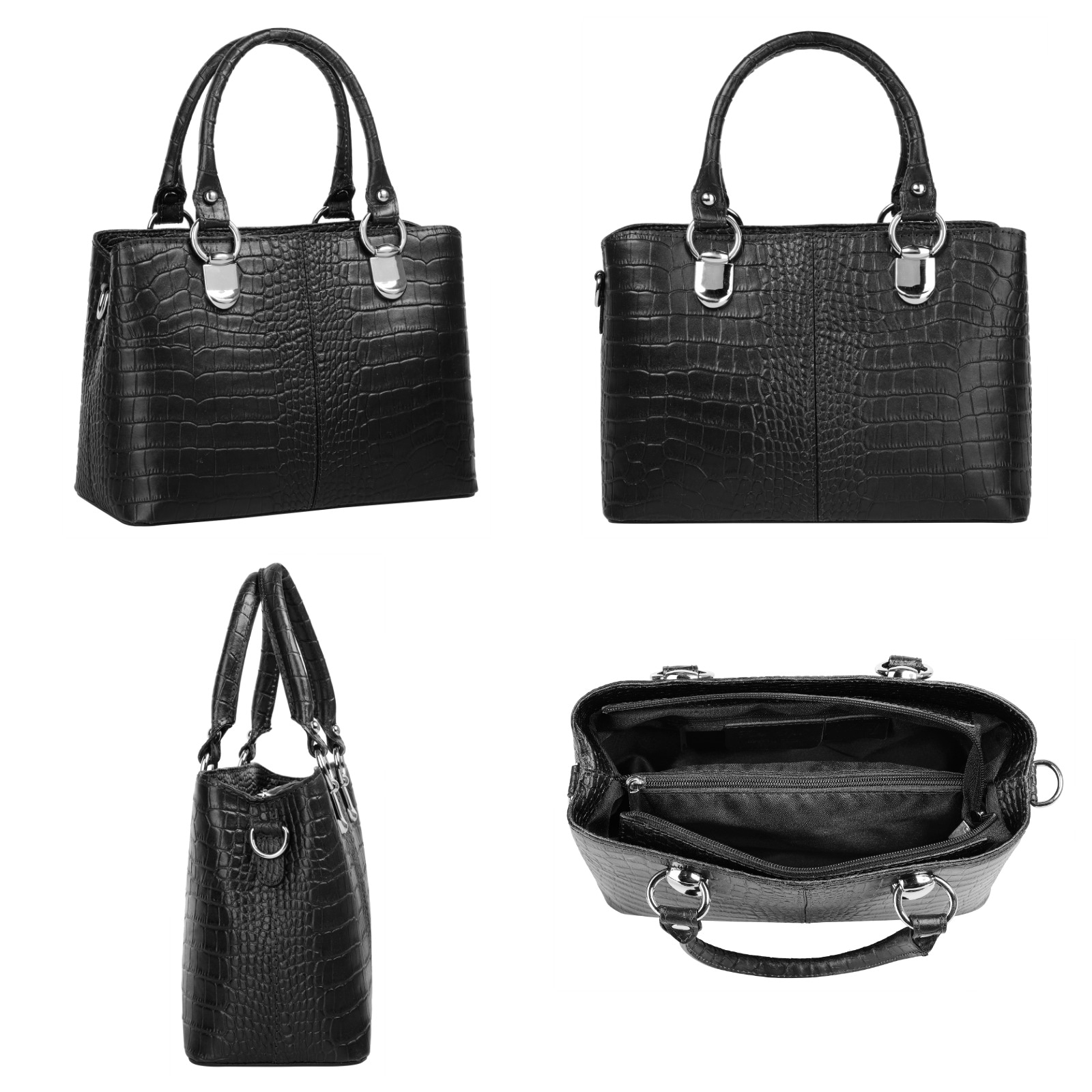 Cluty Umhängetasche, echt Leder, Made in Italy