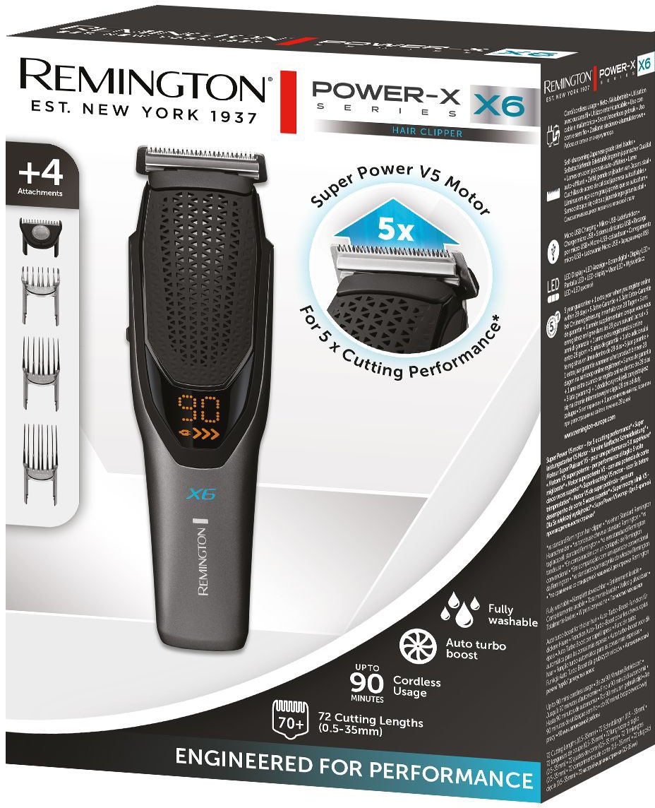 Remington Haarschneider »Power-X Series HC6000«, 4 Aufsätze, Längeneinstellrad und Micro Fade Haar-und Bartkamm, kpl. Abwaschbar