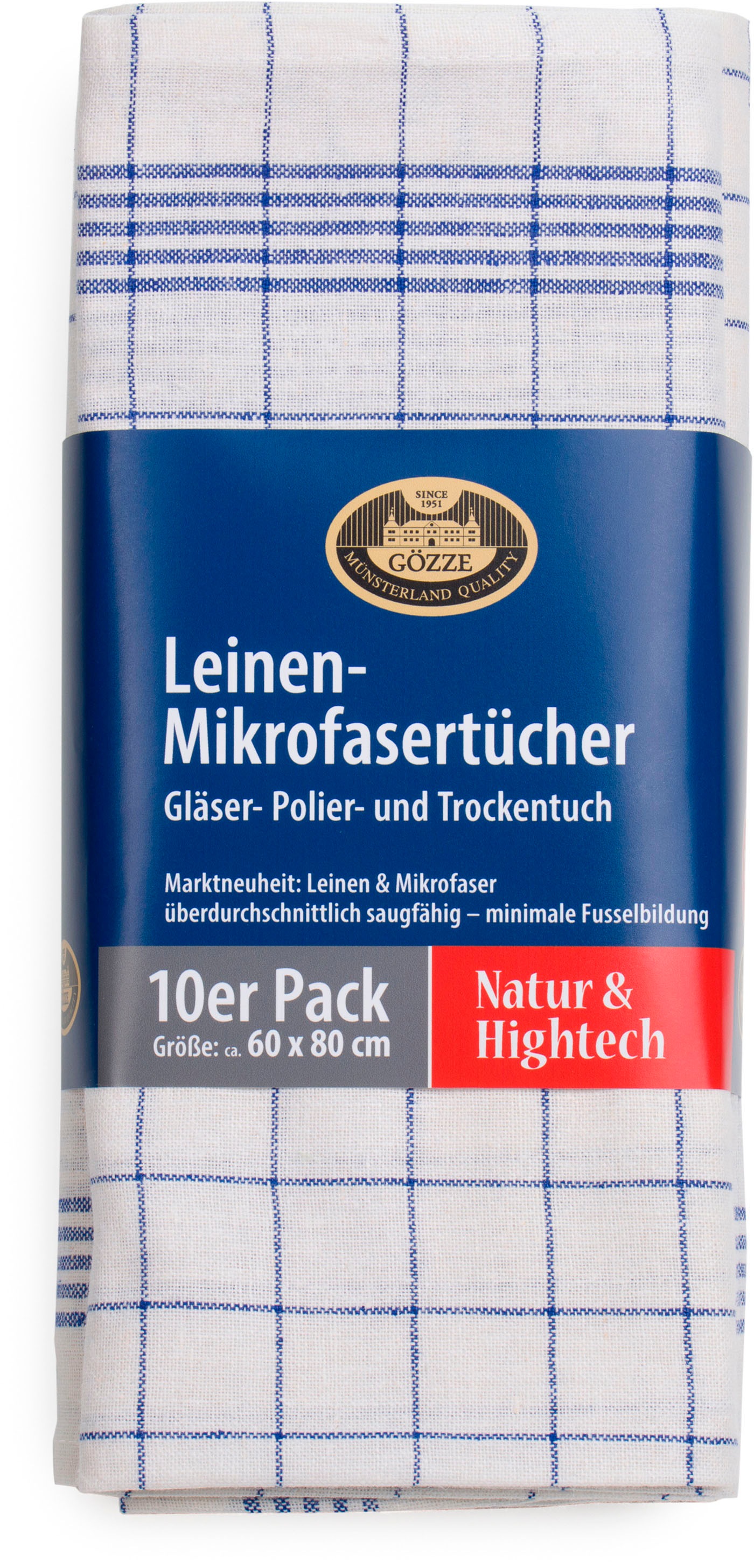 Gözze Geschirrtuch »Gläser und Poliertuch, Des. 60053, 60x80 cm«, (Set, 10 tlg.), Mikrofaser