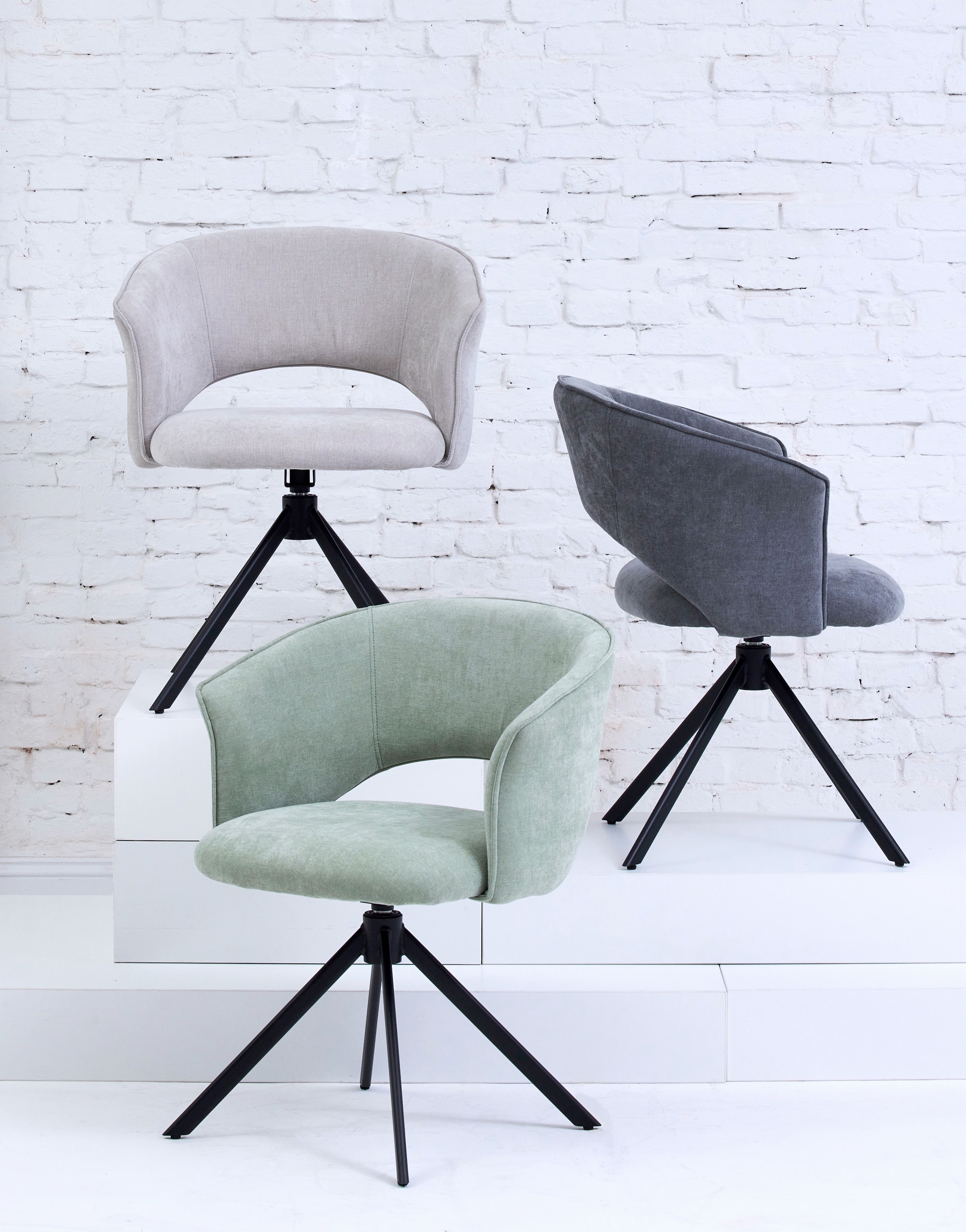 TOM TAILOR HOME Armlehnstuhl »CURVY ARMCHAIR« (Set) 2 Stk.mit Armlehnen, drehbar, Rückholfunktion, Rückenausschnitt
