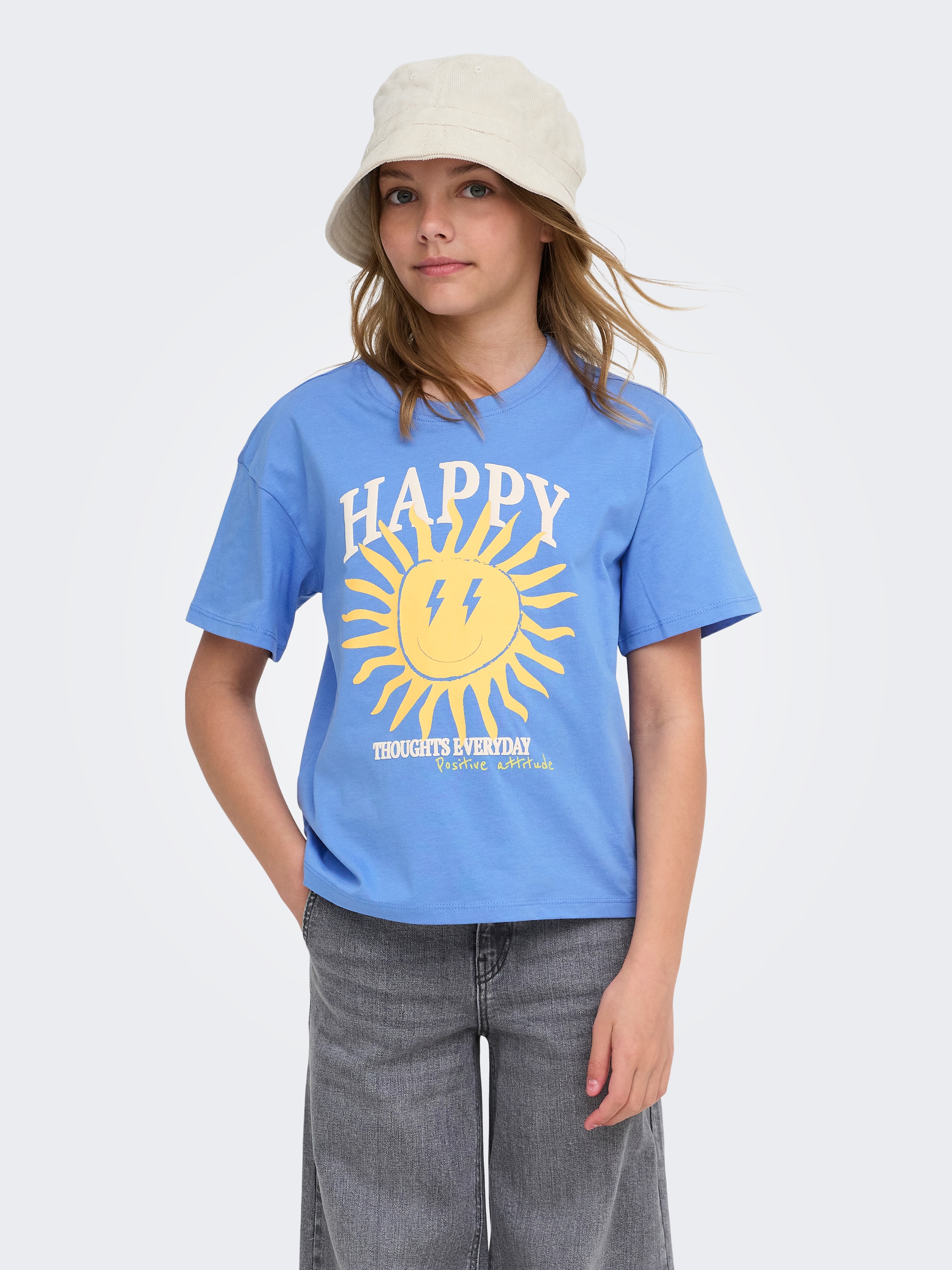 Image of KIDS ONLY T-Shirt "KOGROSITA LIFE S/S LOOSE PRINT TOP JRS" mit gute Laune-Motiven