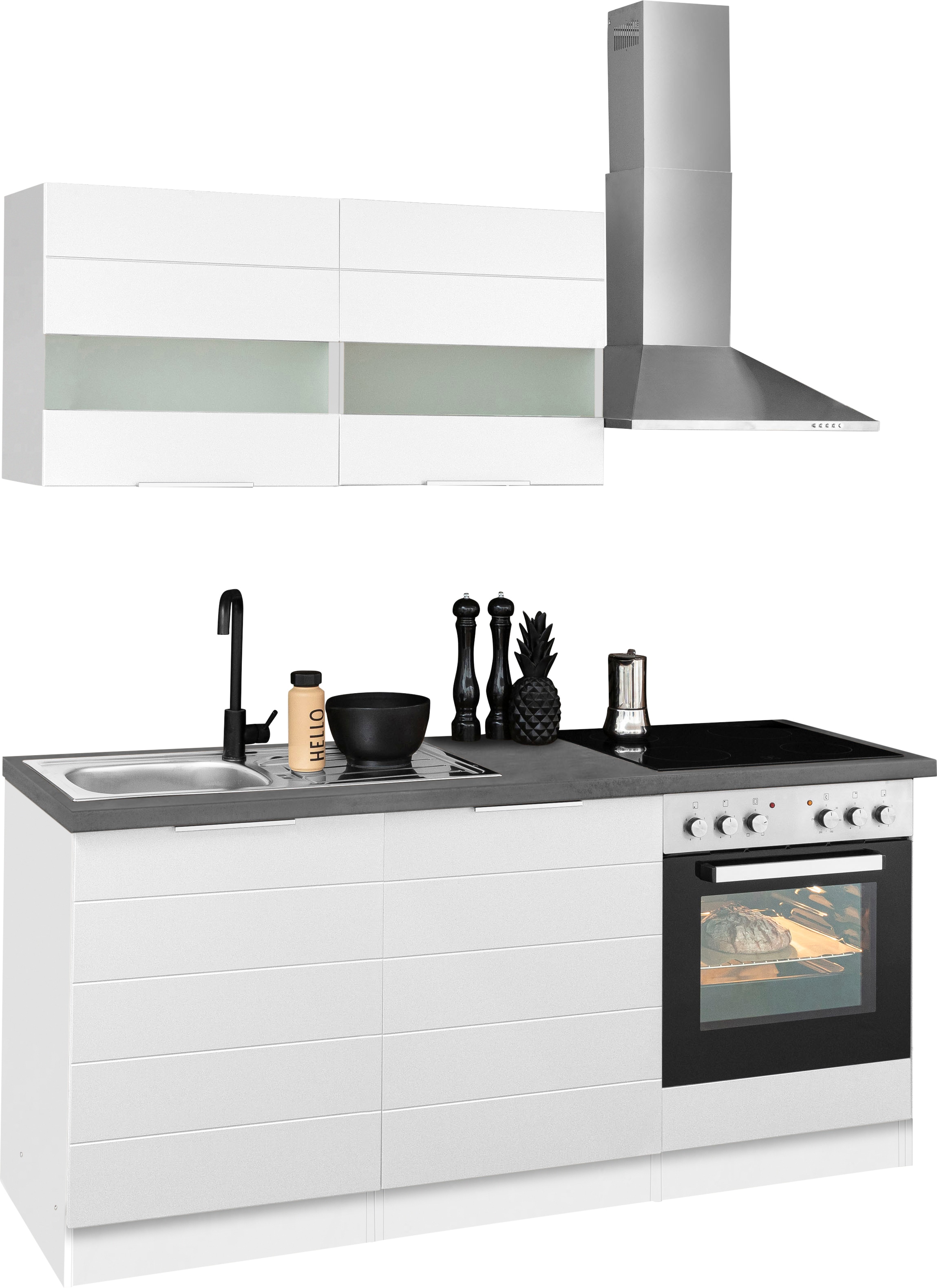 KOCHSTATION Kitchenette »KS-Luhe« 180 cm de large, avec ou sans appareils électriques, façades MDF fraisées