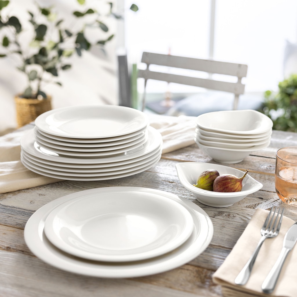vivo Villeroy & Boch Group Geschirr-Set »Essential White« Made in Germany, Fine China Porzellan