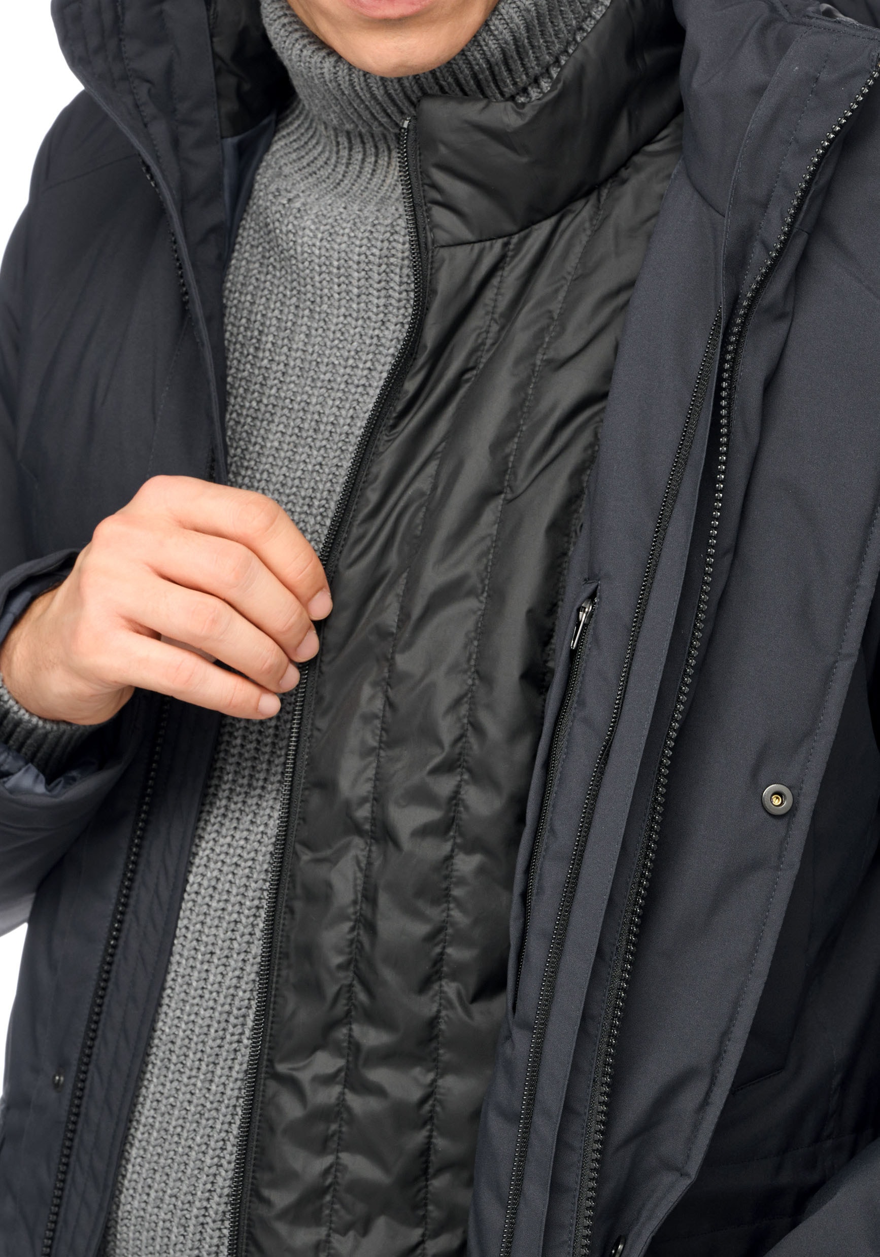 Geox Parka »ANDALO«, mit Kapuze, mit verdecktem Reissverschluss, abnehmbare Kapuze, viele Taschen