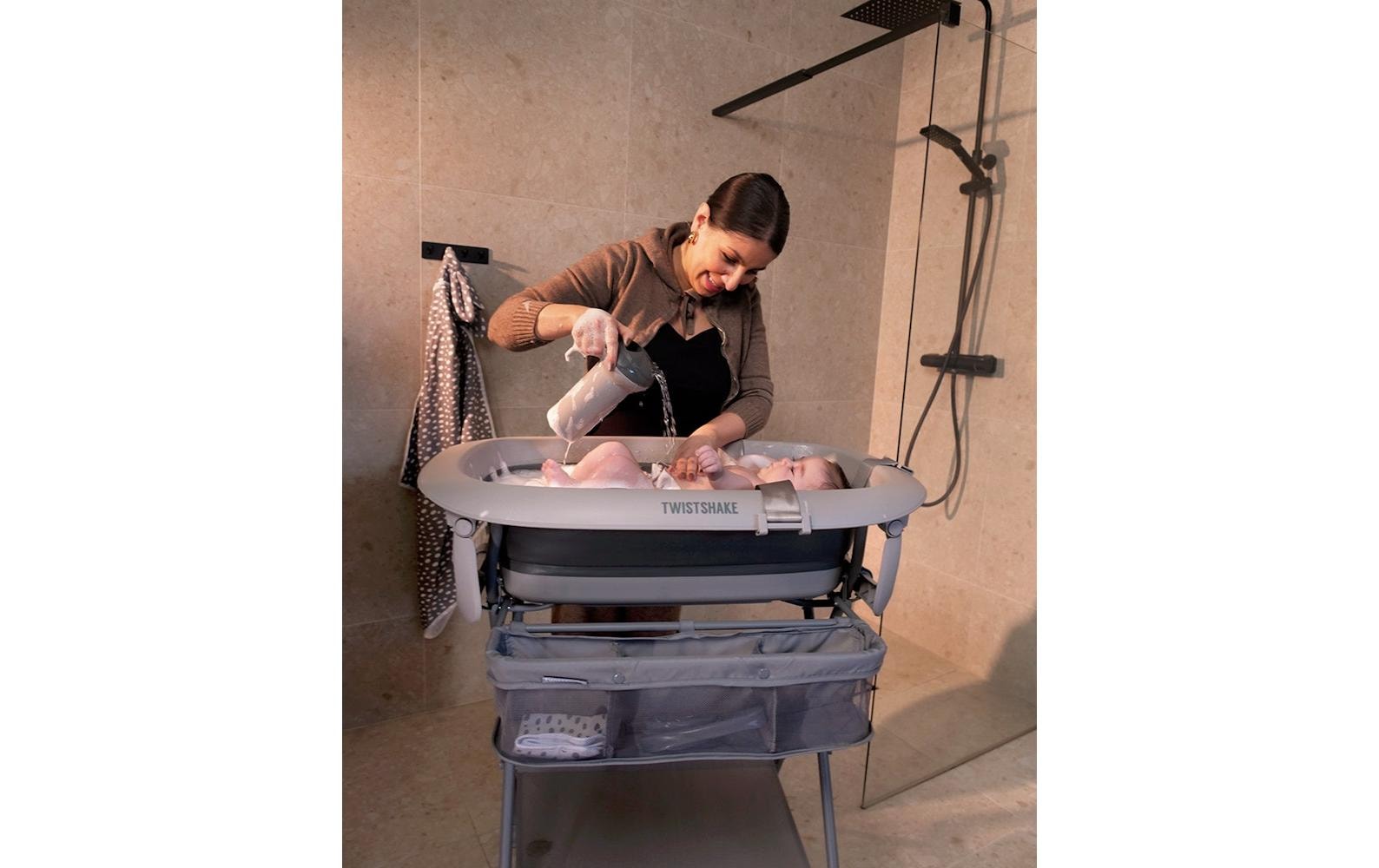   Babybadewanne »Twistshake Baby + Kissen & Rinser Faded« Höhe 20 cm Faltbare Badewanne für bis zu 4 Jahre