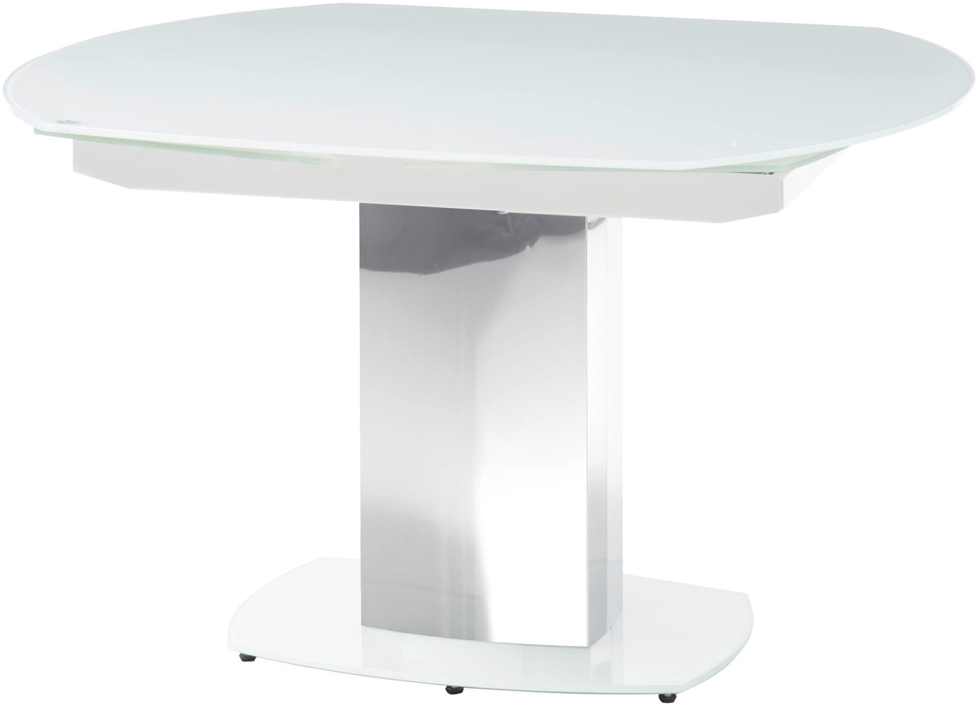 Stolkom Esstisch »Jackson Glastisch Weiss, Tisch ausziehbar, BxHxT 130-190x75x105 cm«, Automatische beidseitiger Drehauszug, Tischplatte in Super White