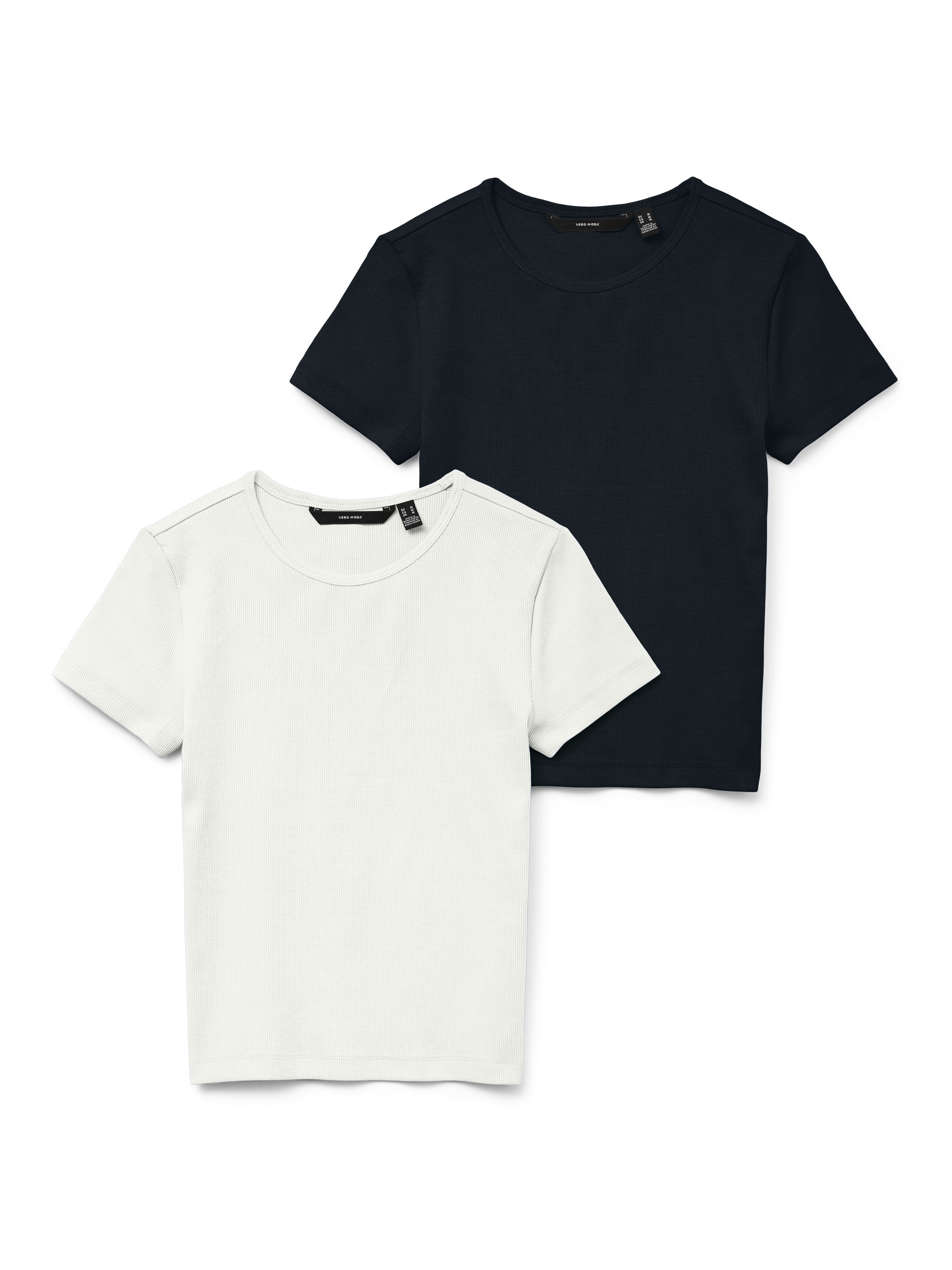 Image of Vero Moda Kurzarmshirt "VMCHLOE SS SHORT TOP JRS 2-PACK NOOS" Packung, 2 Baumwollmischung