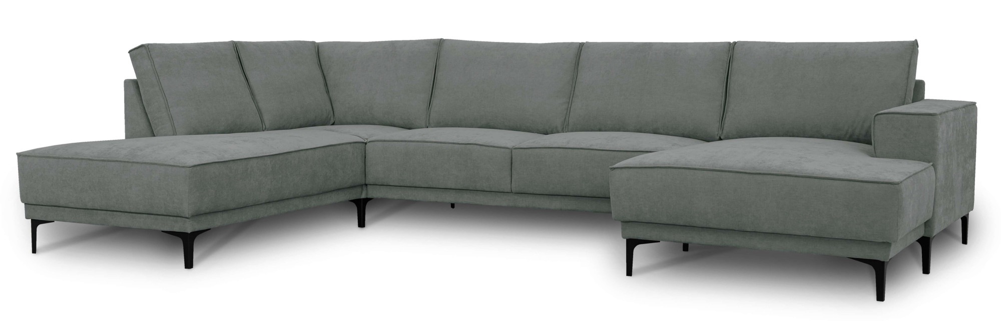 GOODproduct Wohnlandschaft »XXL Sofa Oland, Struktur, Flachgewebe, Luxus-Microfaser, Boucle« U-Form, 345 cm, Wellenunterfederung, Skandi-Design, Metallfüsse