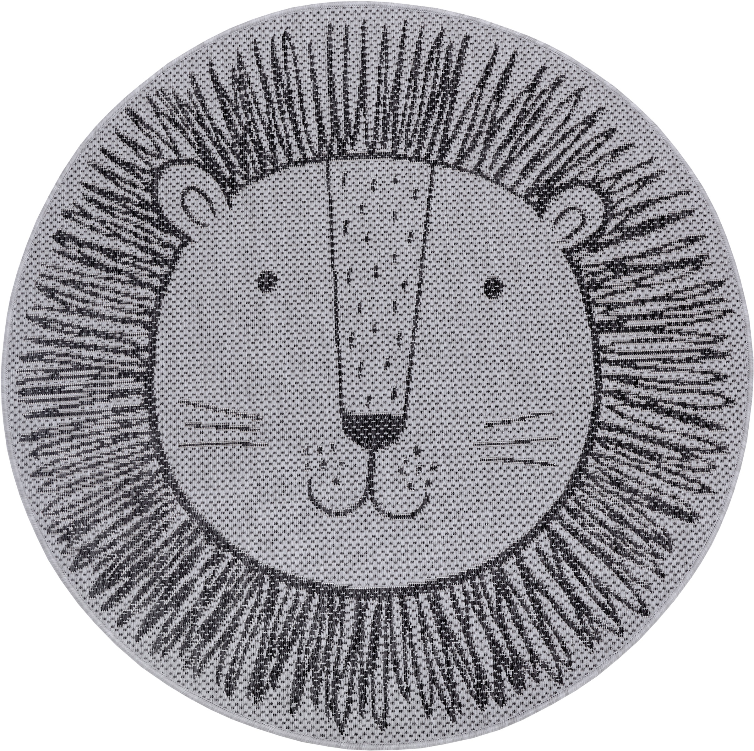 Image of Lüttenhütt Kinderteppich »Löwe«, rund, 3 mm Höhe, In- und Outdoor geeignet, Tiermotiv, Flachgewebe, Strapazierfähig, Pflegeleicht, ideale Teppiche fürs Kinderzimmer bei Ackermann Versand Schweiz