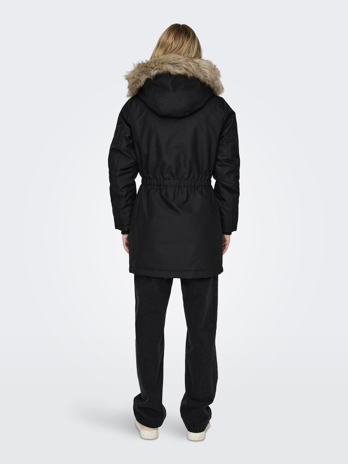ONLY Parka »ONLIRIS FUR WINTER PARKA LIFE CC OTW« mit Kapuze mit verdeckter Knopfleiste