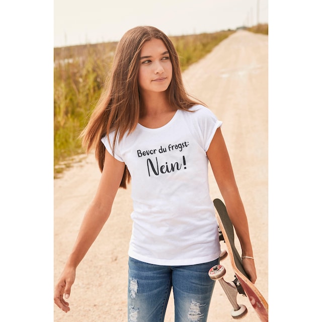 Trendige KIDSWORLD T-Shirt »Bevor Du fragst: NEIN!«, in weiter legerer Form  ohne Mindestbestellwert kaufen