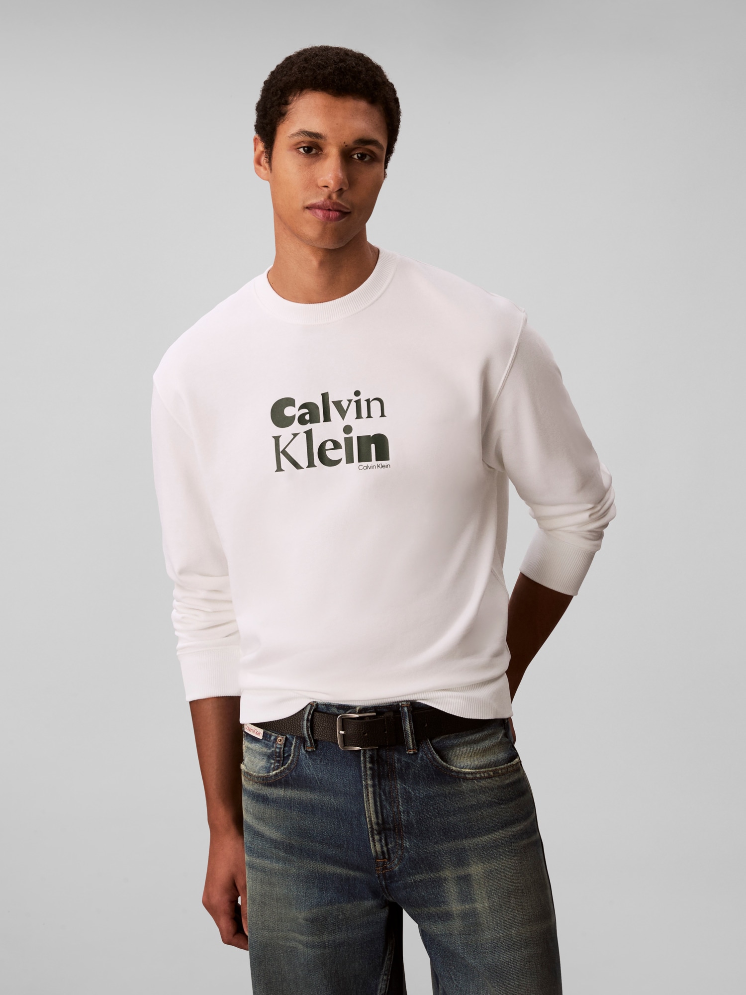 Image of Calvin Klein Sweatshirt "LS EU 350TERRY CALVIN BOLD GRAPH", Rundhalsausschnitt, regular fit