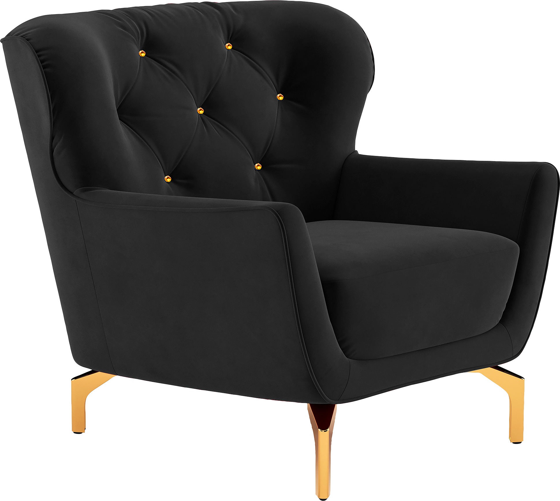 sit&more Sessel »Orient 3«, inkl. 1 Zierkissen mit Strass-Stein, goldfarbene Metallfüsse
