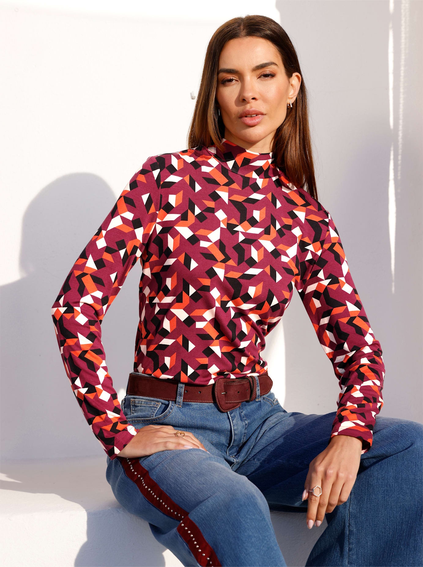 Image of heine Langarmshirt "Stehkragen-Shirt" 1