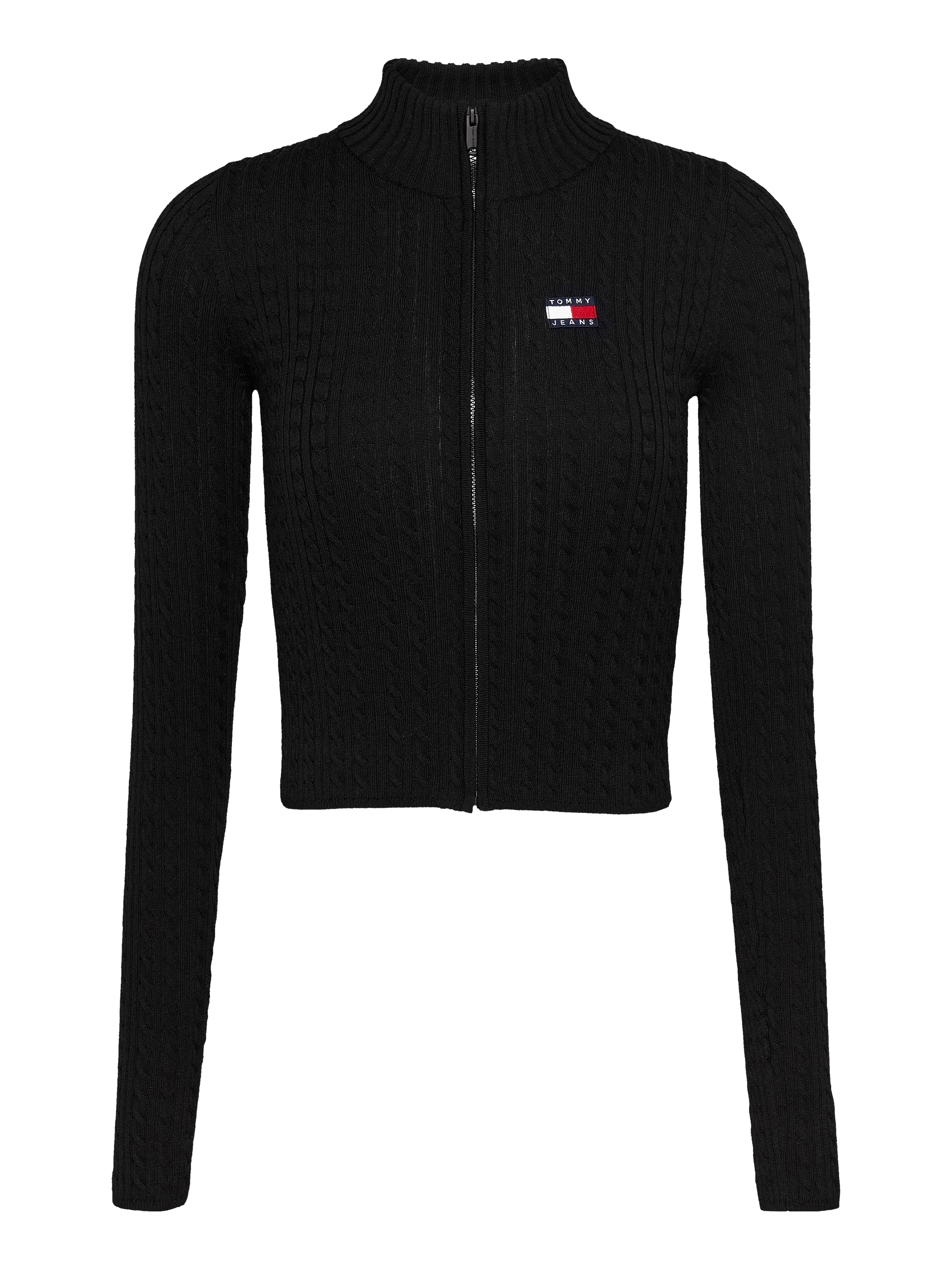 Tommy Jeans Strickjacke »TJW ZIP-THRU CABLE CARDIGAN«, mit Zopfmuster, Logo-Badge