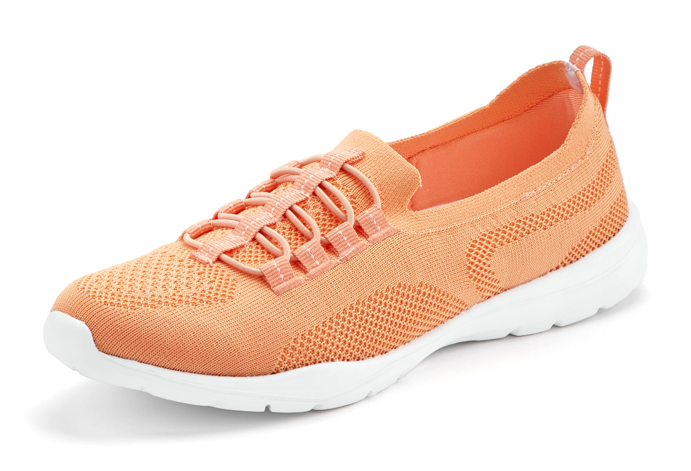 LASCANA Sneaker »Slipper, Halbschuh, leichtes Meshmaterial«, zum Reinschlüpfen mit elastischen Schnürbändern VEGAN