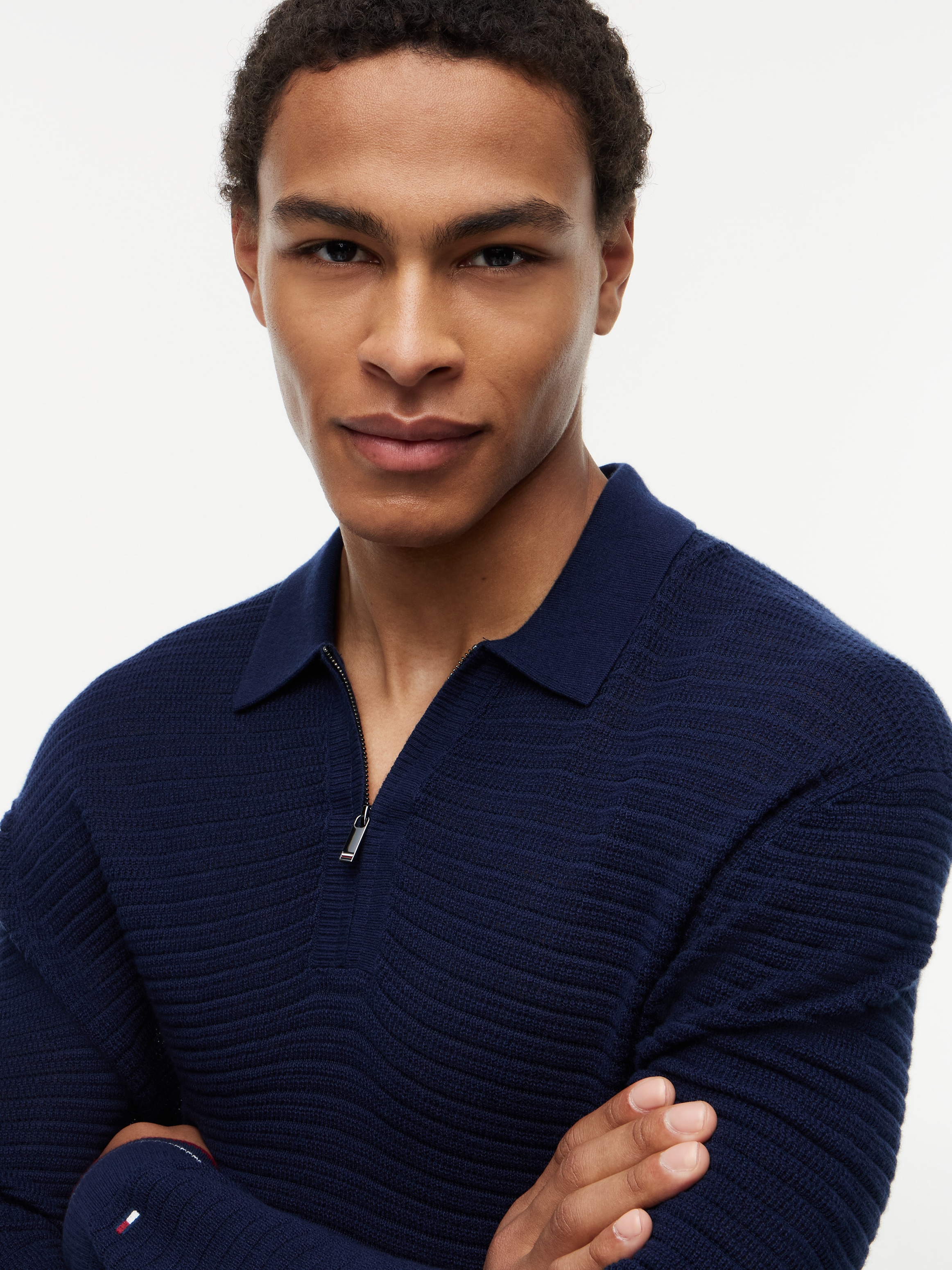 Tommy Hilfiger Polokragenpullover »DC KNITTED ZIP« Premium Qualität mit Seide und Kaschmir - soft, atmungsaktiv
