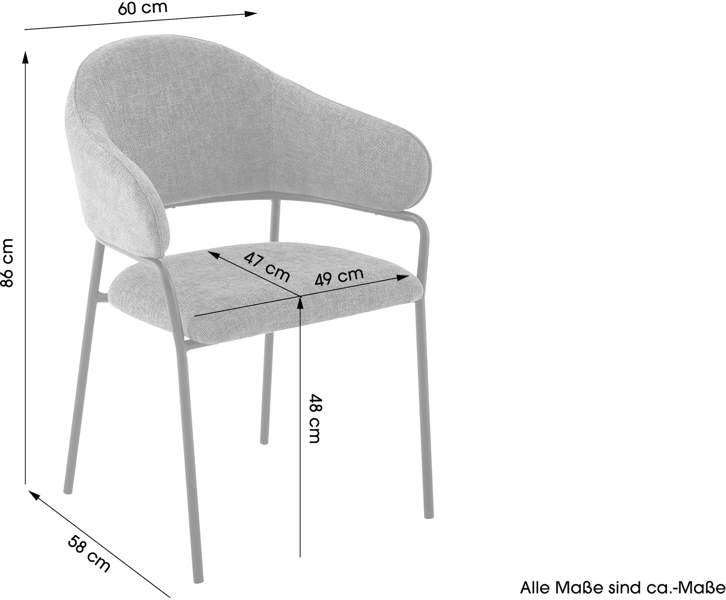 byLIVING Chaise de salle à manger »Curve« (Set) 2 cuismoderner Stoff Stuhl mit gemütlichem Sitzkomfort, verschiedene Farben.