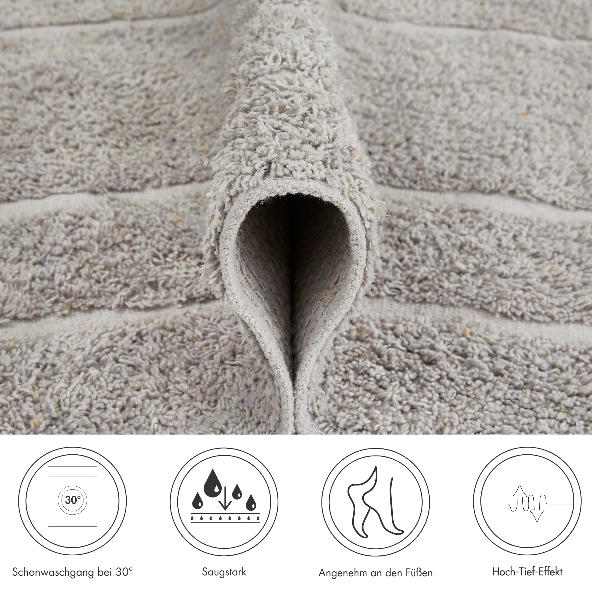 Andiamo Badematte »Havanna, 50x80 cm« Höhe 7,5 mm fussbodenheizungsgeeignet | schnell trocknend Badteppich, Uni Farben, Hoch-Tief Effekt, verschiedene Designs