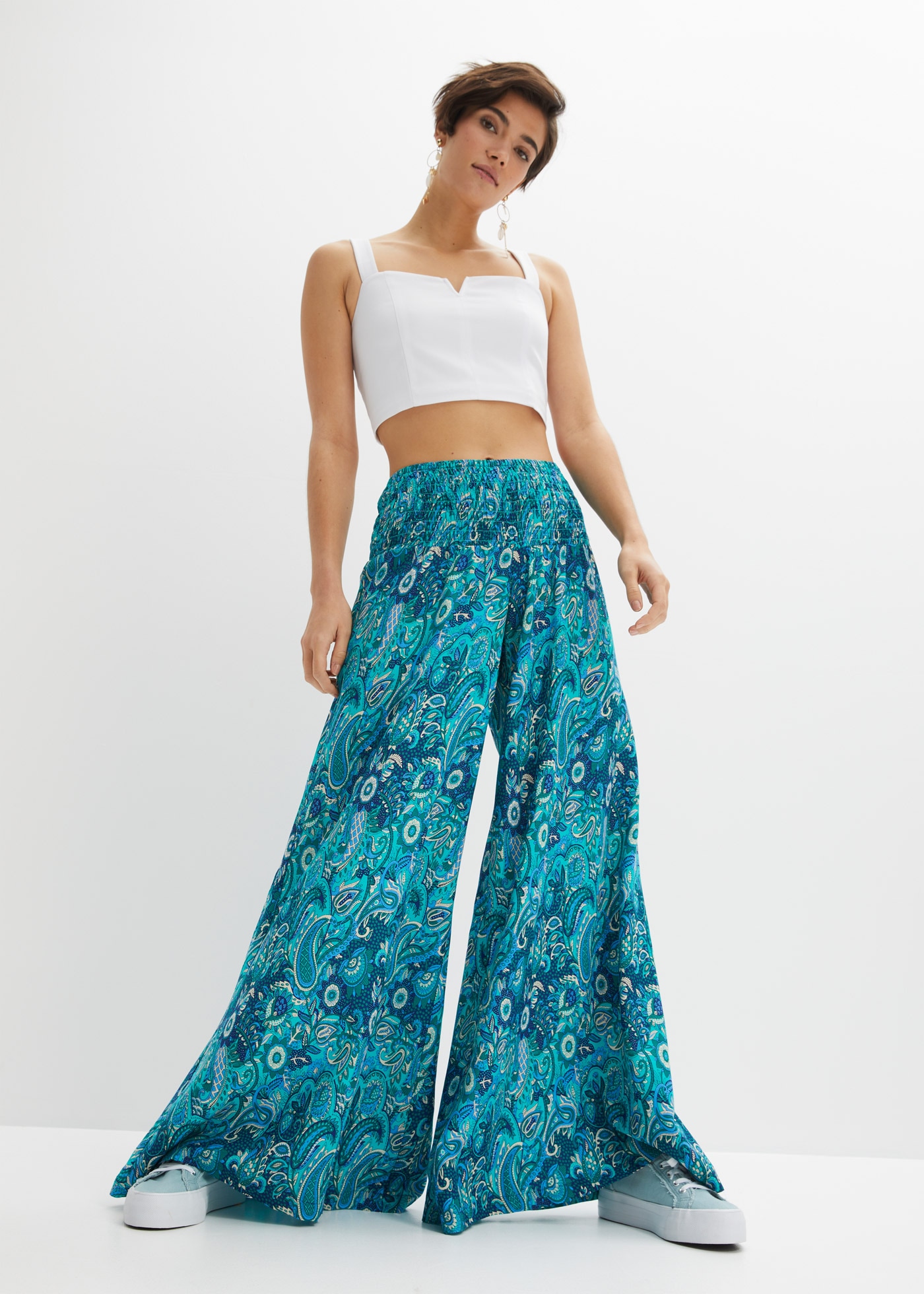 Image of bonprix Palazzohose aus reiner Viskose, Loose Fit, sehr weites Bein, Paisley-Alloverprint