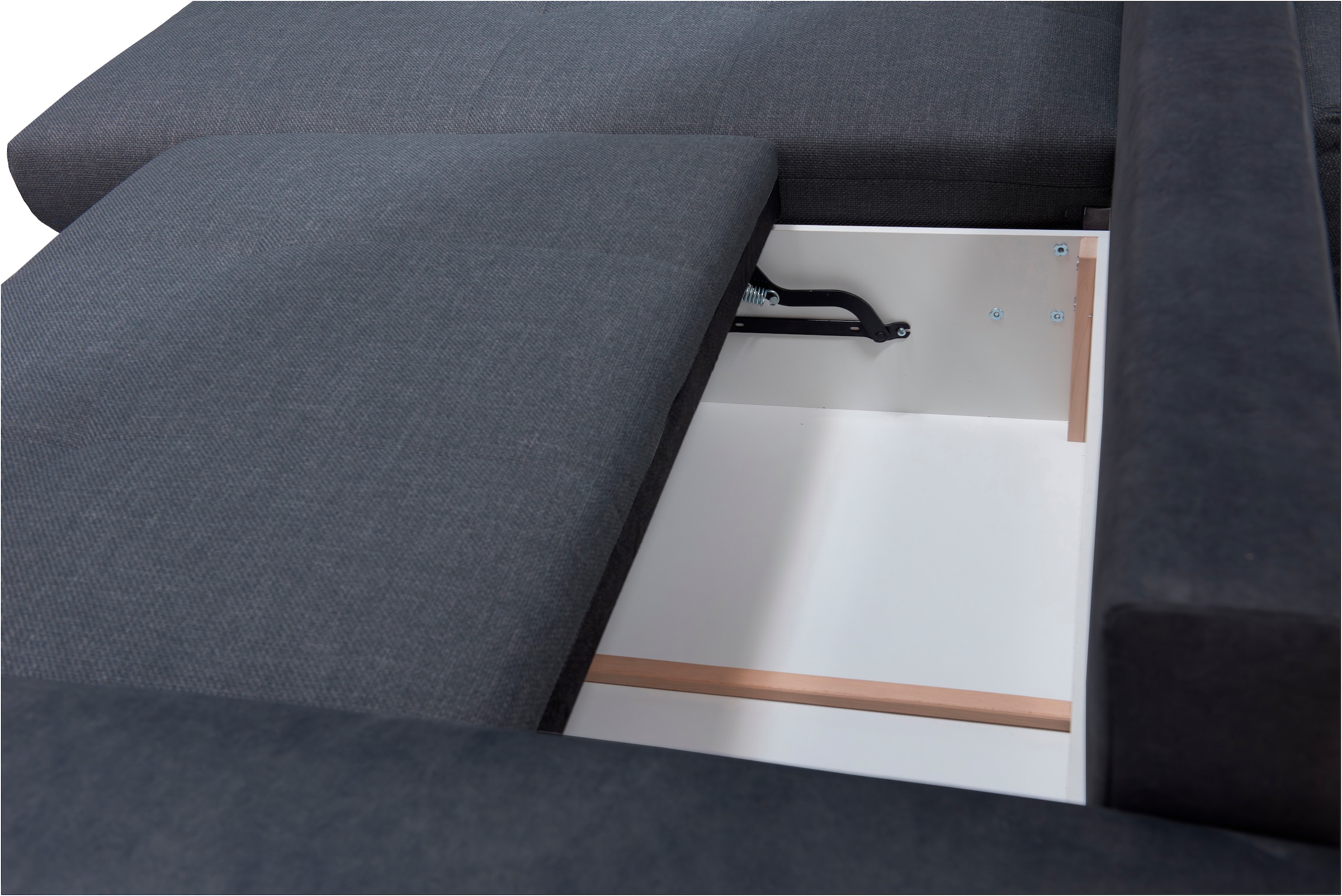 exxpo - sofa fashion Canapé d'angle »Larnaca, inkl. Bettfunktion & Bettkasten, bequem, Breite 269cm« mit extrabreiten Rückenkissen und 2 Zierkissen