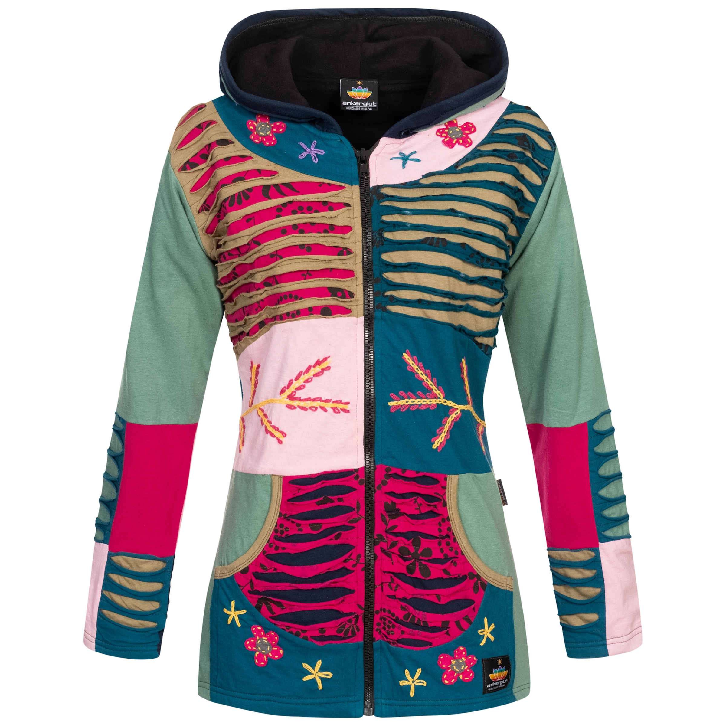 DEPROC Active Fleecejacke »Patchwork Multicolor NUNAVUT II NEW FLOWER POWER«