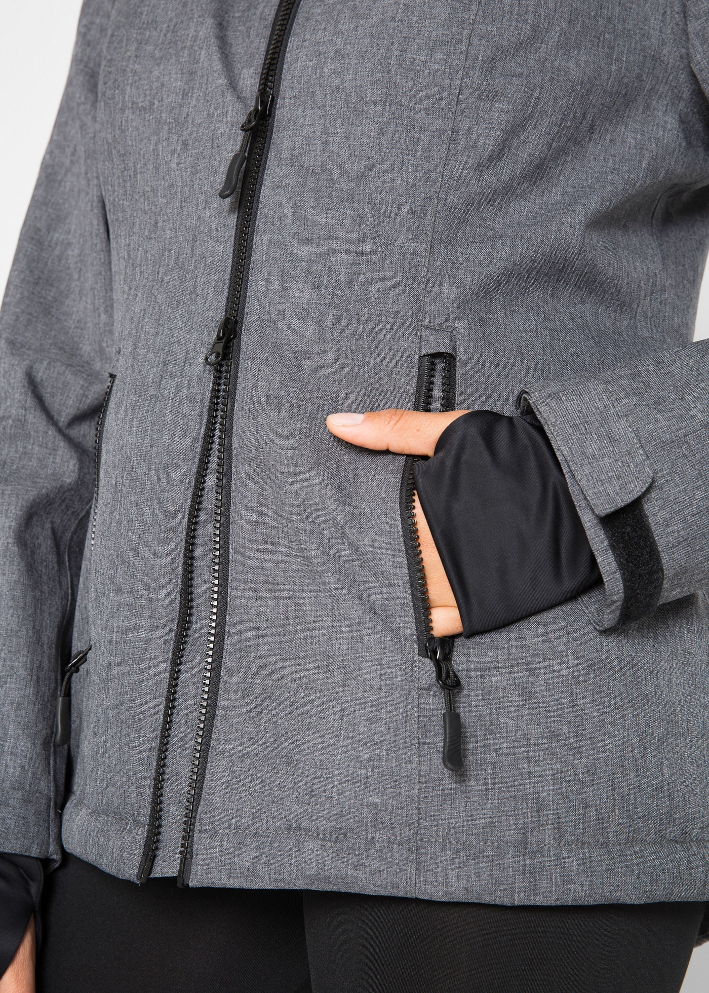 bonprix Funktionsjacke mit Kapuze mit Teddyfleece, wasserdichtes Material, mit abtrennbarer Kapuze