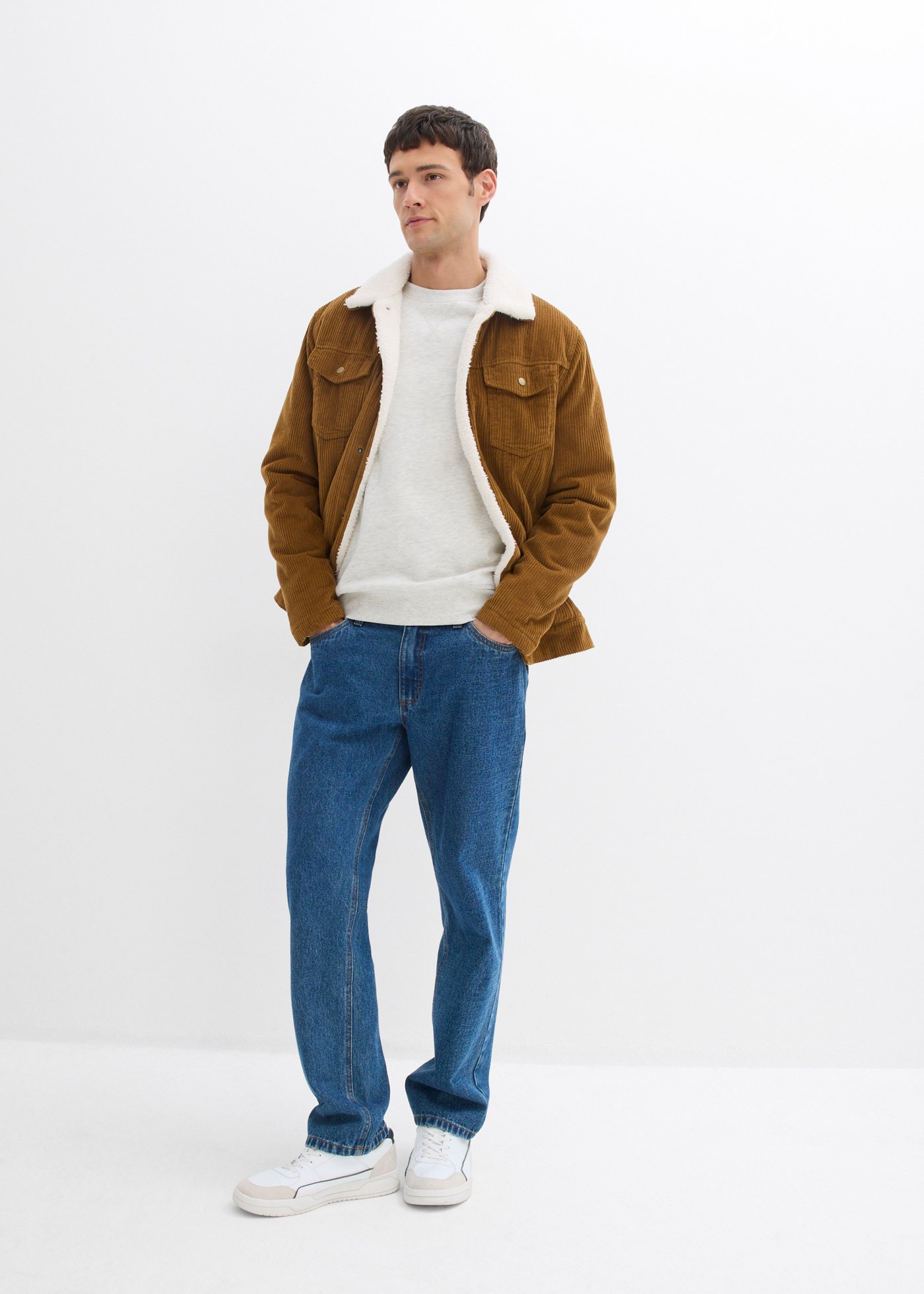 bonprix Sweatshirt, 2 cuis Regular Fit, unifarben, aus Baumwolle und Polyester
