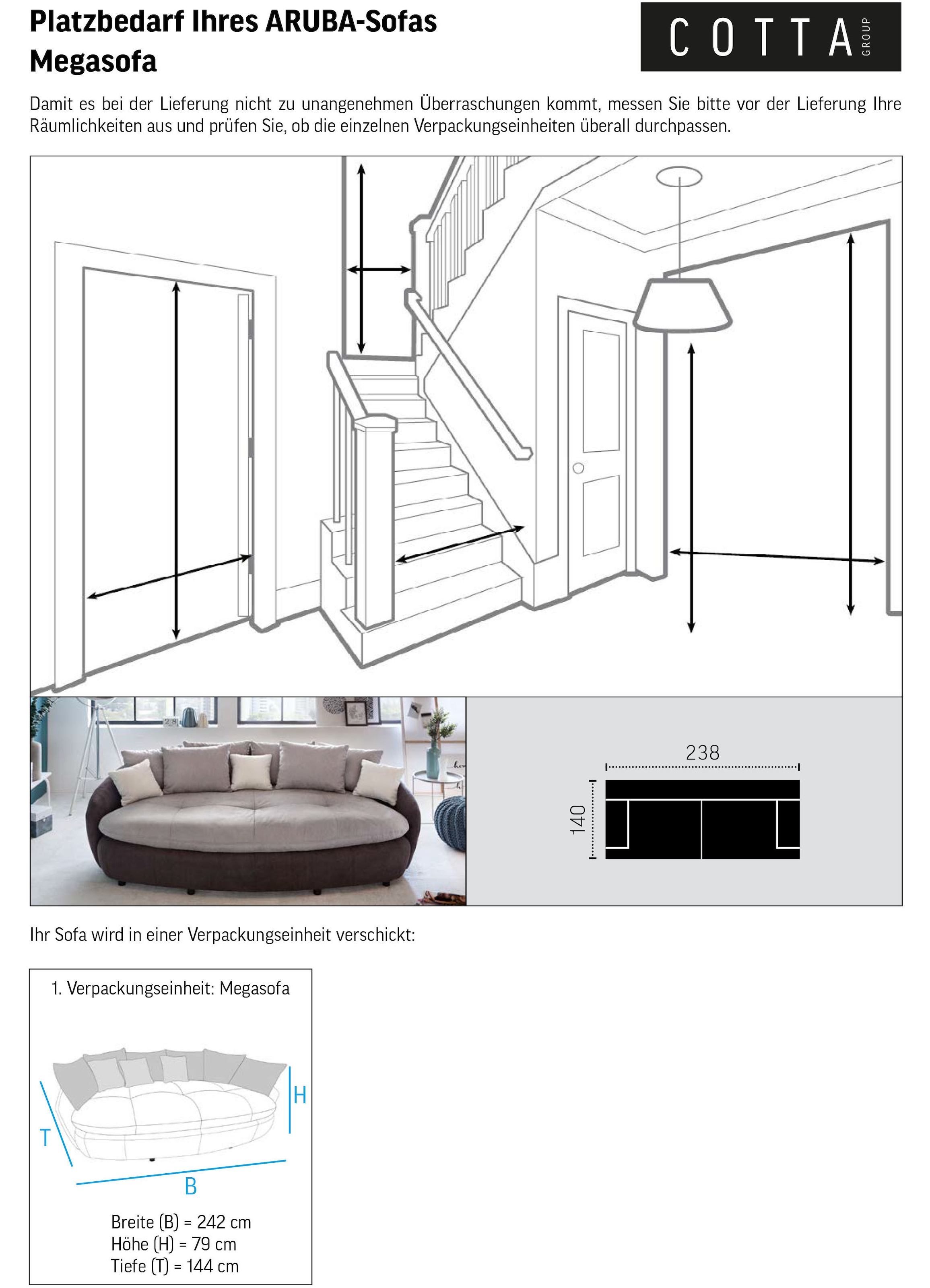 COTTA »Aruba« gemütliches Megasofa in XXL in organischer Form mit vielen Kissen