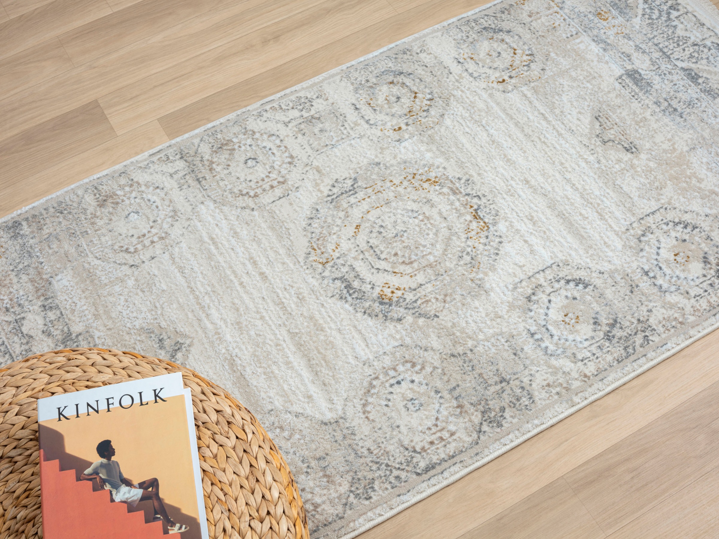 Myflair Möbel & Accessoires Teppich »My Kazak«, rechteckig, 10 mm Höhe, Kurzflor, Retro-Style, besonders weich durch Microfaser, mit Fransen