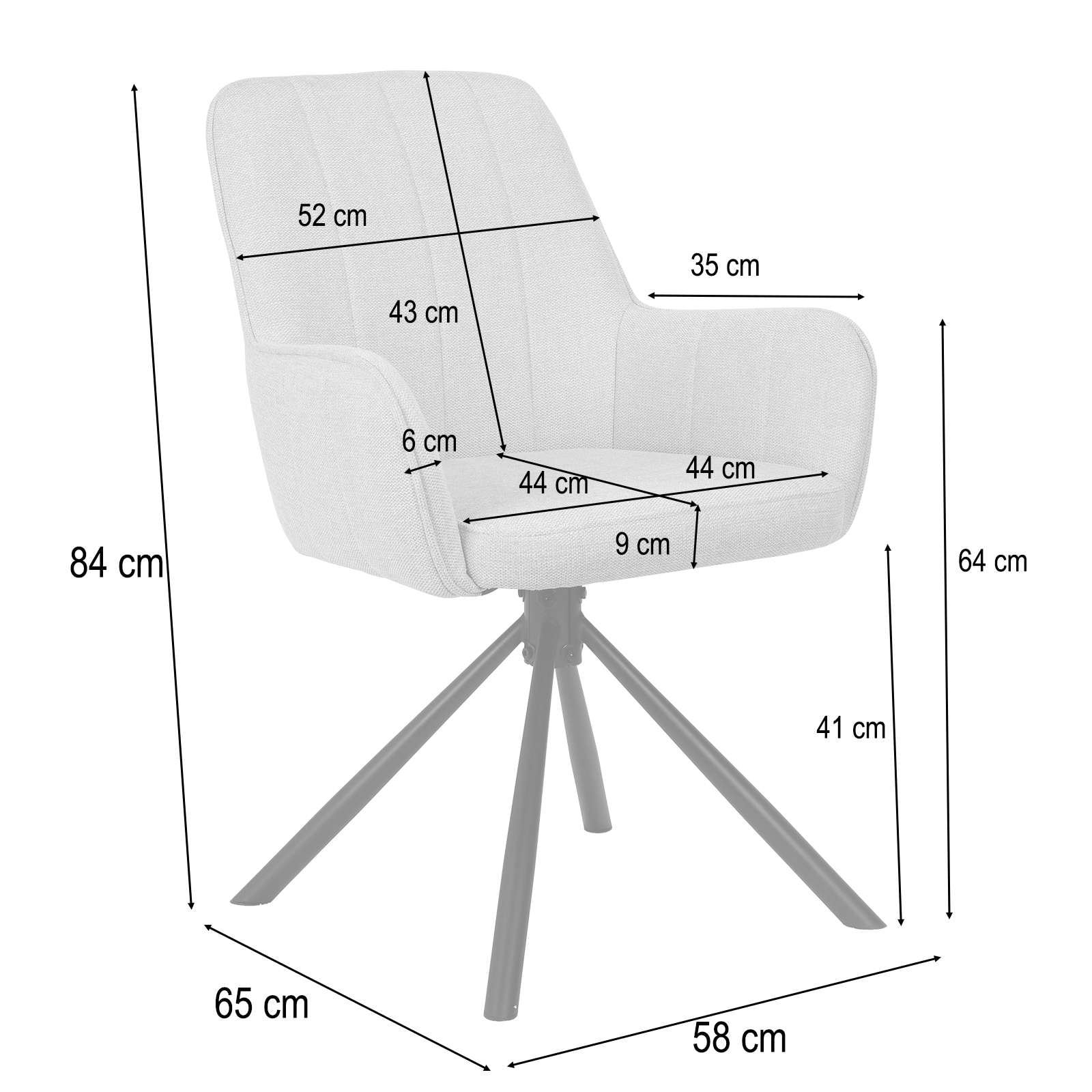 GOODproduct Chaise de salle à manger »Flaurent« () 2 cuisgepolsterte Rückenlehne, Armlehne und Sitzfläche, Sitzhöhe 50 cm
