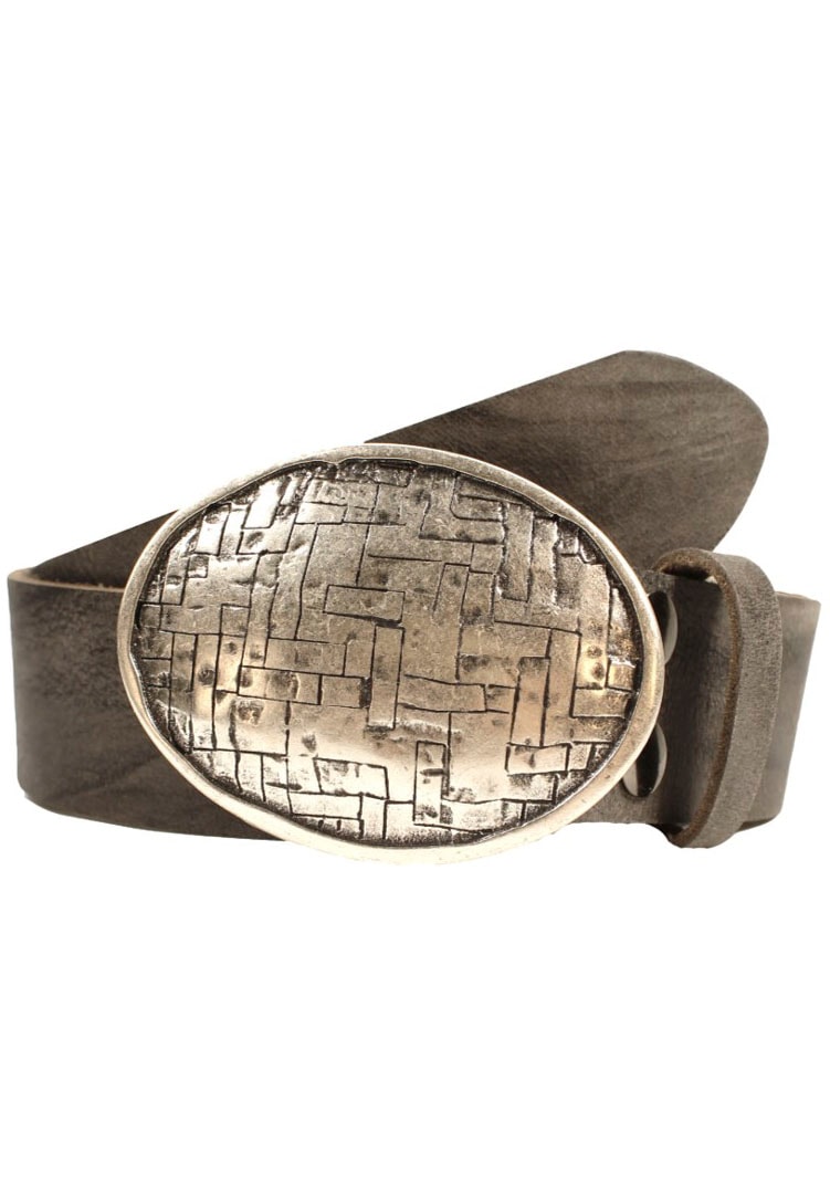 Image of Rettungsring Gürtel Ledergürtel mit austauschbarer Schliesse "Oval Gewebt Silber"