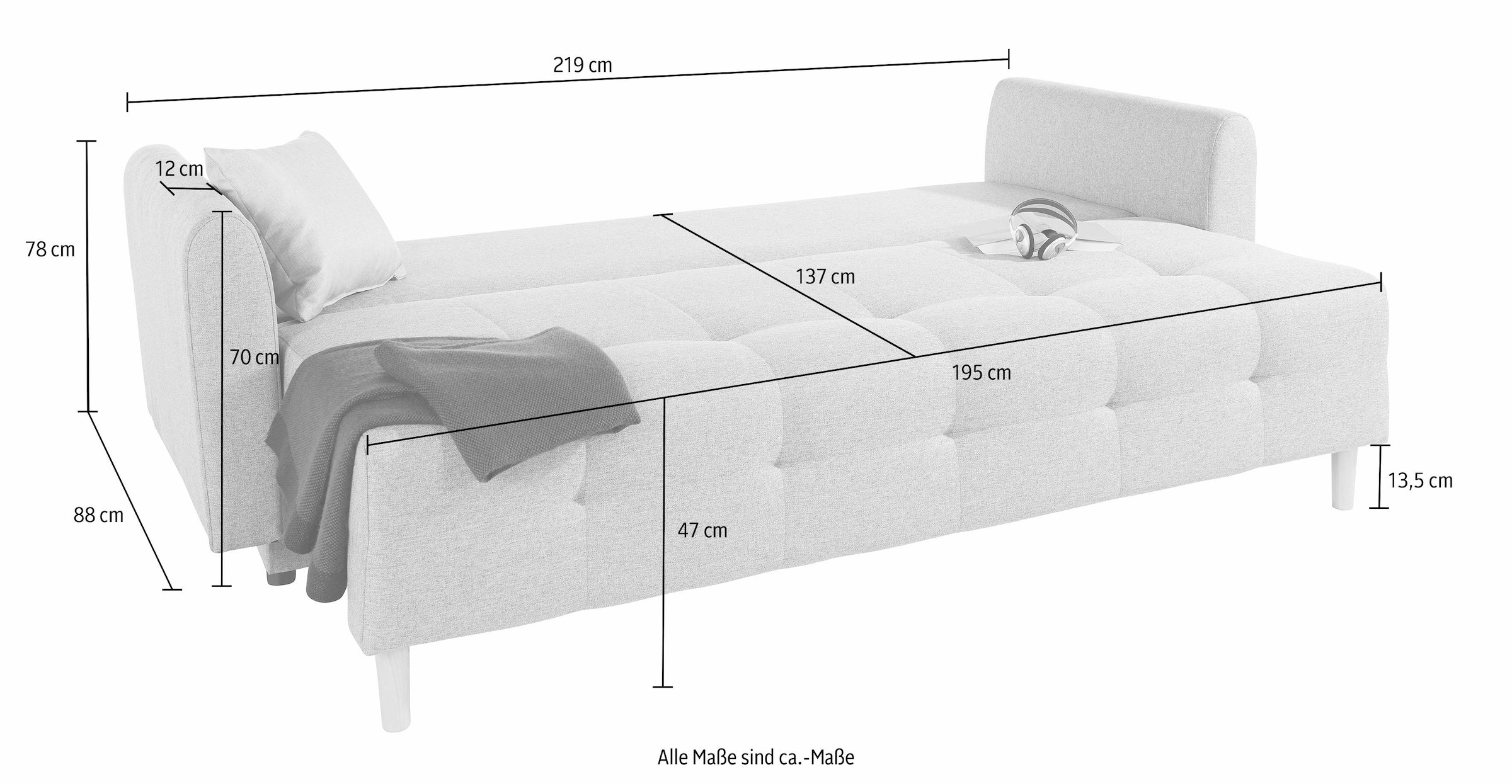 INOSIGN Schlafsofa »Nordic«, inklusive Bettkasten und Zierkissen