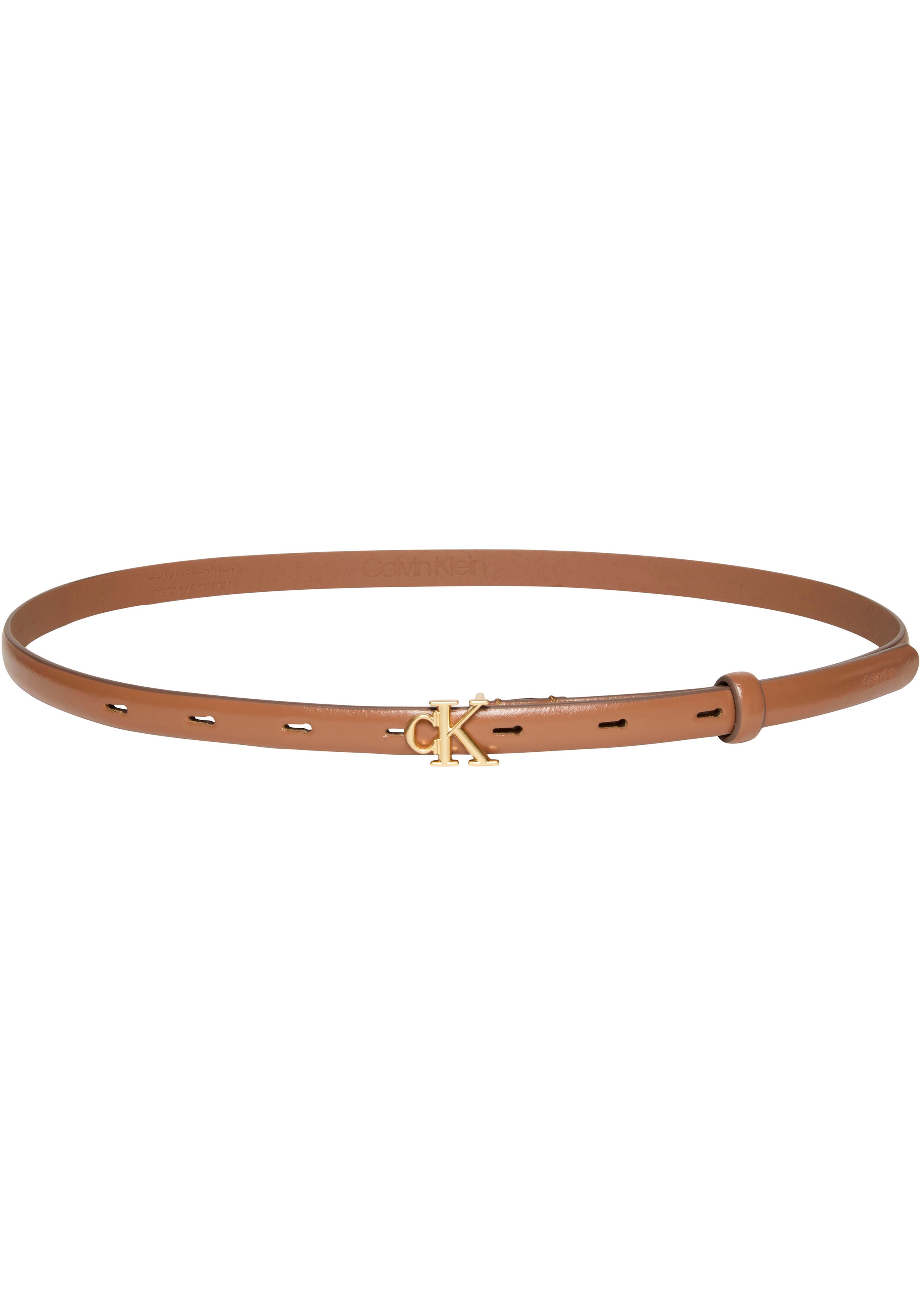 Calvin Klein Ceinture en cuir »ROUND CK BUCKLE 15MM BELT SMOOTH« Grössenverstellbar mit Metallschliesse