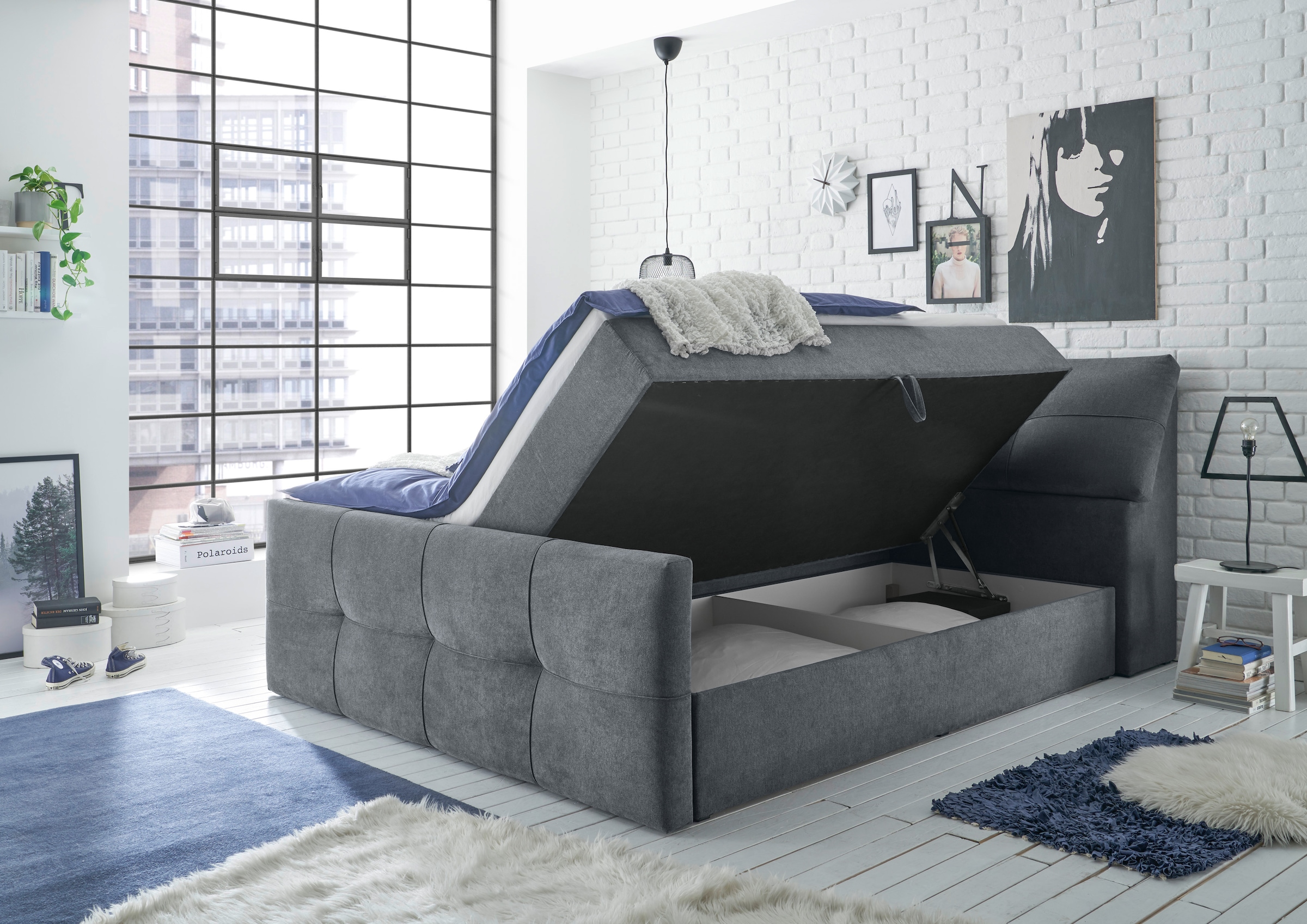 ED EXCITING DESIGN Boxbett »Redmond«, (5 St.), inkl. Zwei Bettkästen, Stauraum im Kopfteil und Topper