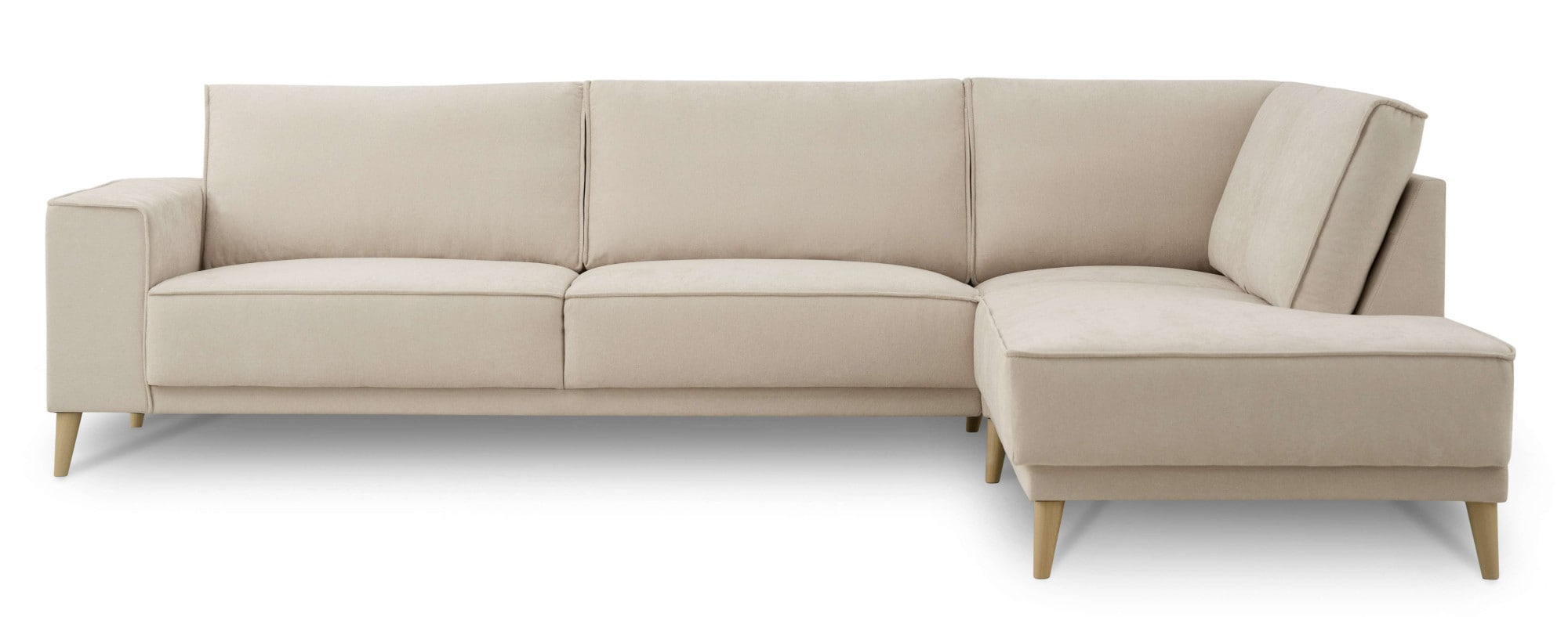 GOODproduct Ecksofa »Oland Skandi, weicher Chenille-Stoff« L-Form, 289 cm, Wellenunterfederung, Skandi-Design, Massivholzfüsse
