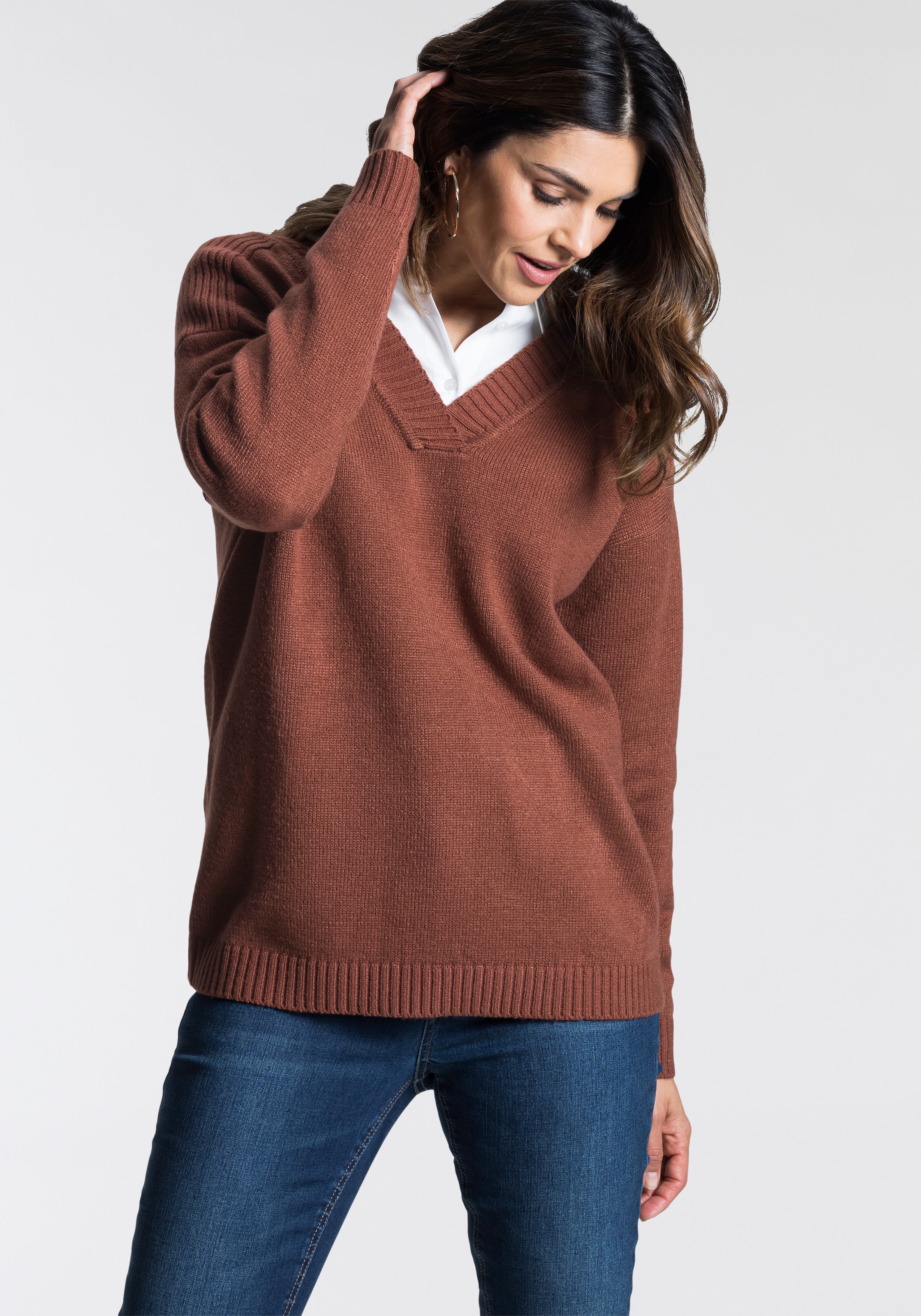 Image of Boysen's V-Ausschnitt-Pullover, Ripp-Details NEUE KOLLEKTION bei Ackermann Versand Schweiz