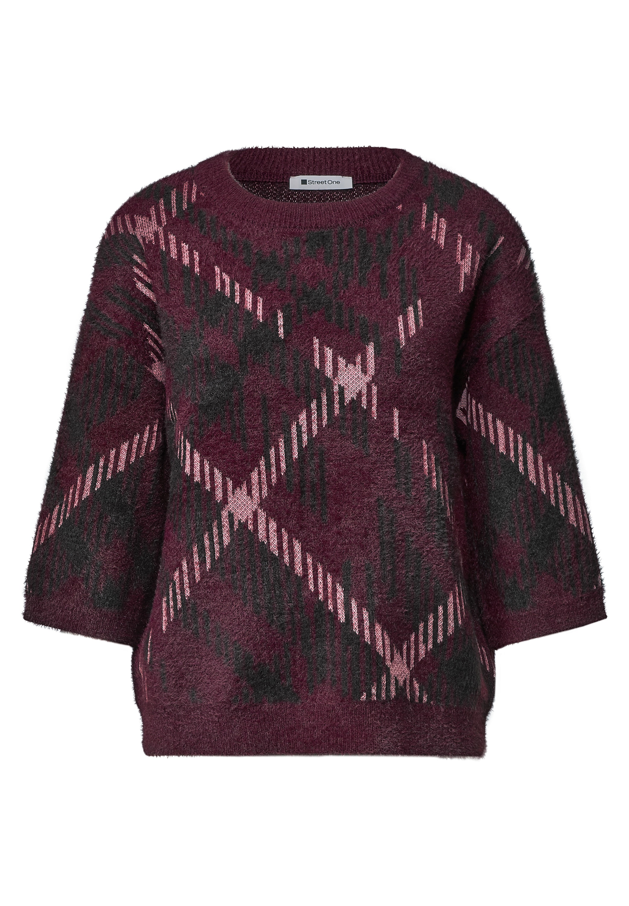STREET ONE Jacquardpullover 3/4-Arm-Pullover mit Rundhals und Muster