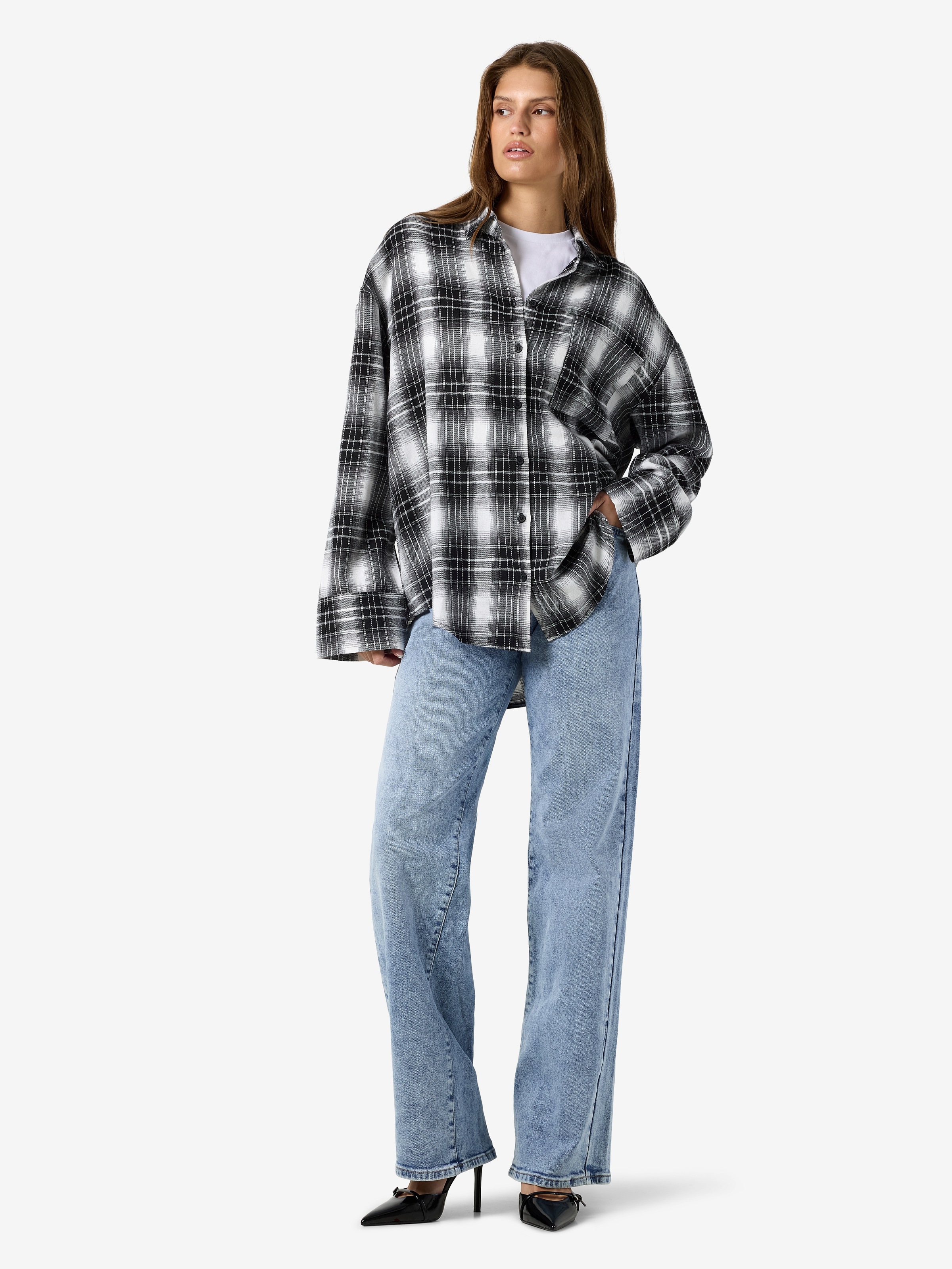 Noisy may Blouse à carreaux »NMZOE L/S CHECK SHIRT WVN NOOS« mélange de coton