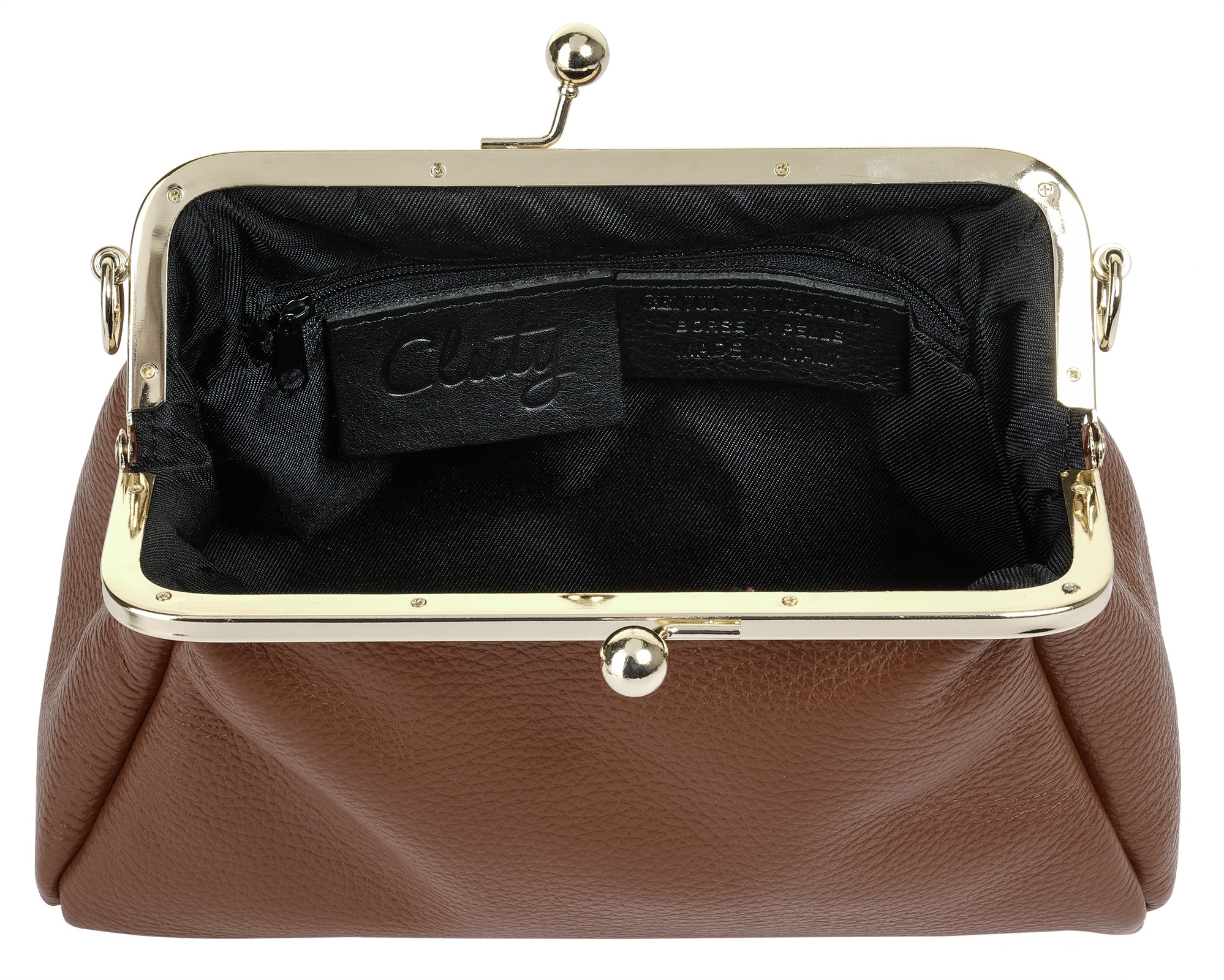 Cluty Abendtasche, echt Leder, Made in Italy